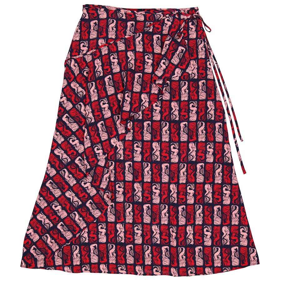 Kenzo Midnight Blue Mermaid Print Wrap Skirt - 4