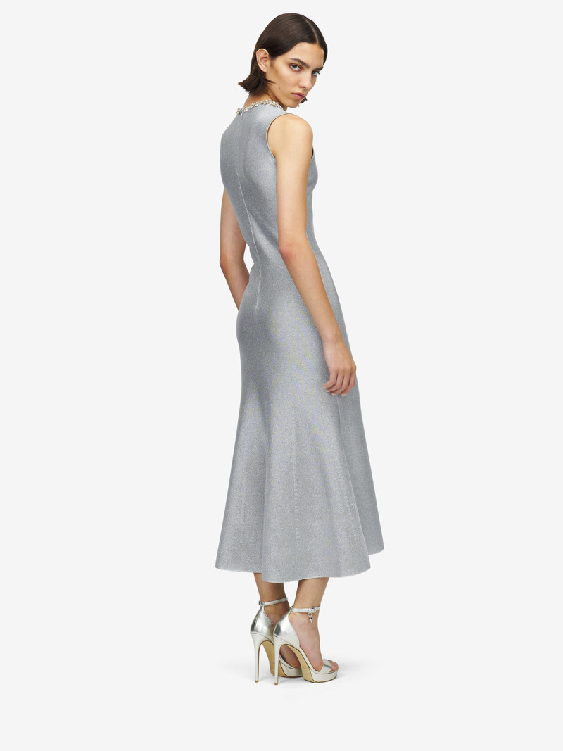 Chain Mail Embroidery Midi Dress 4