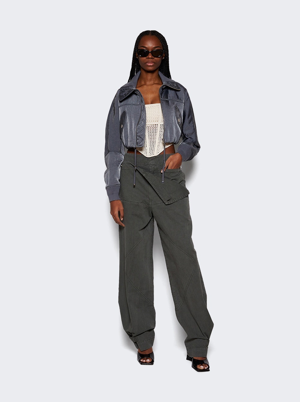 Belted Shell Pant Washed Mercury - 2