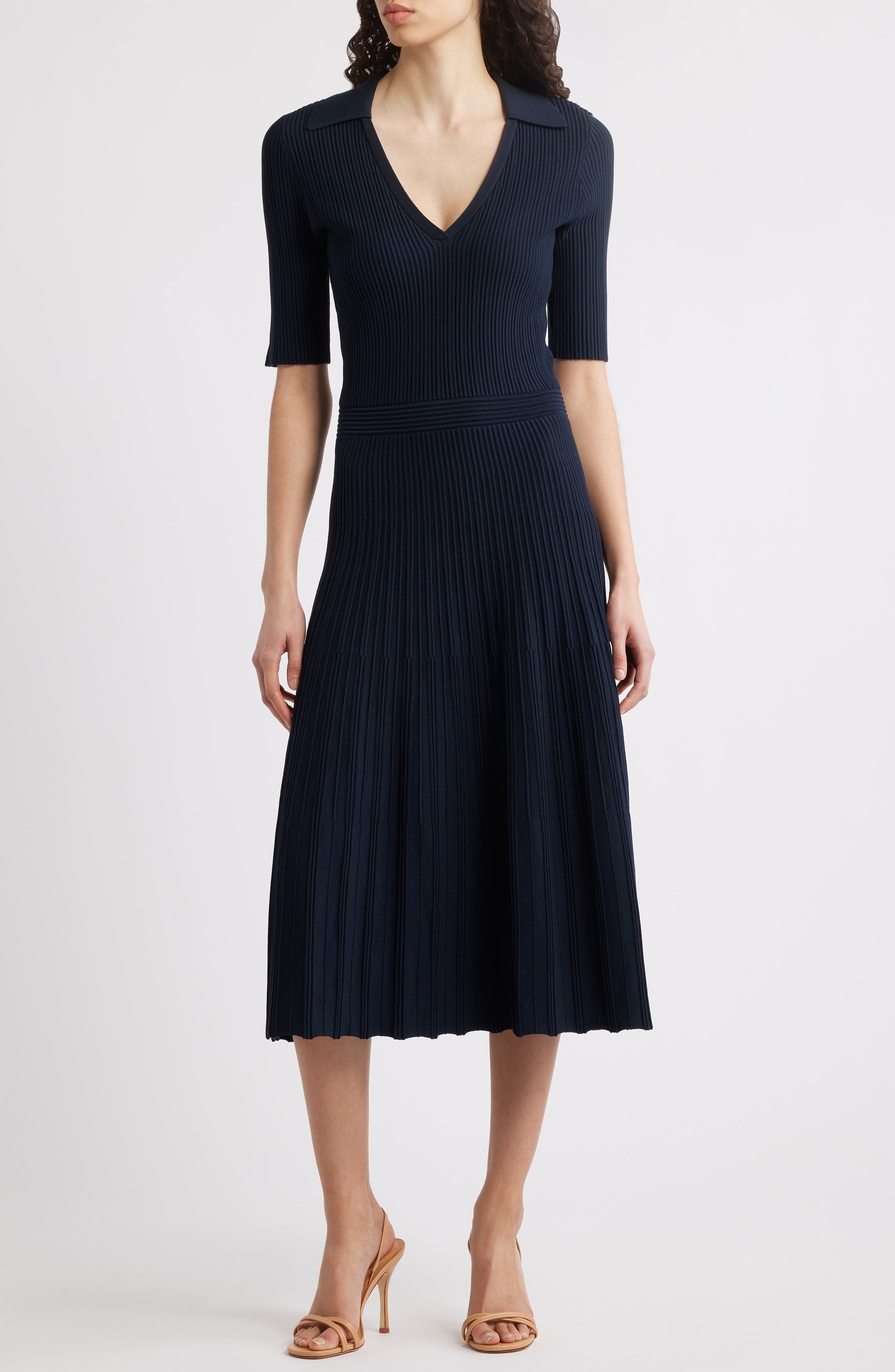 BOSS Fracie Rib Midi Dres in Sky Captain at Nordstrom - 1