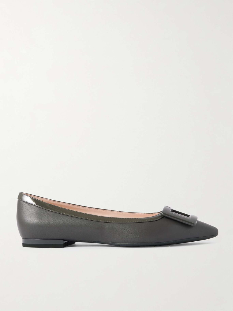 Gommettine buckled leather ballet flats Dark gray 1