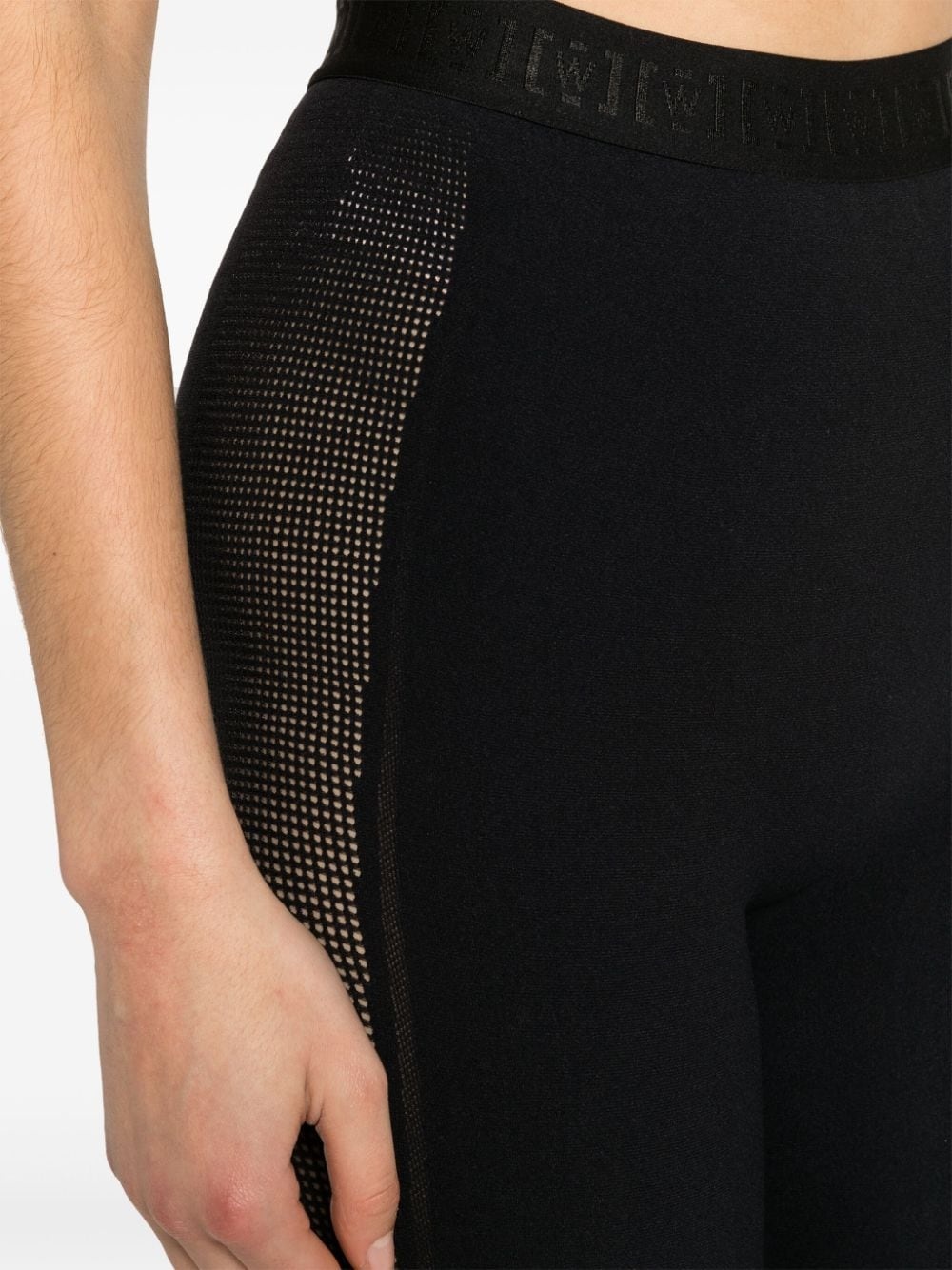 logo-waistband perforated leggings - 5