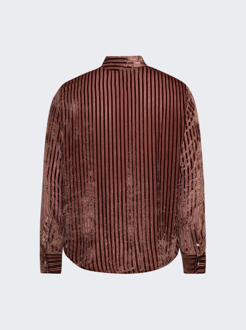 AMIRI Velvet Stripe Long Sleeve Shirt Terracotta outlook