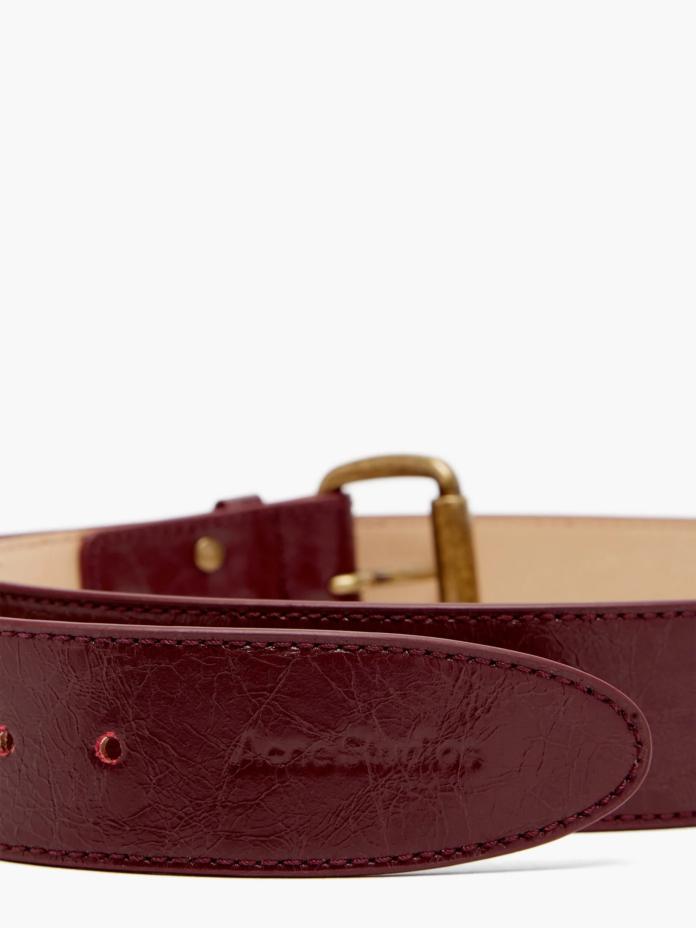 Logo-debossed leather belt - 5