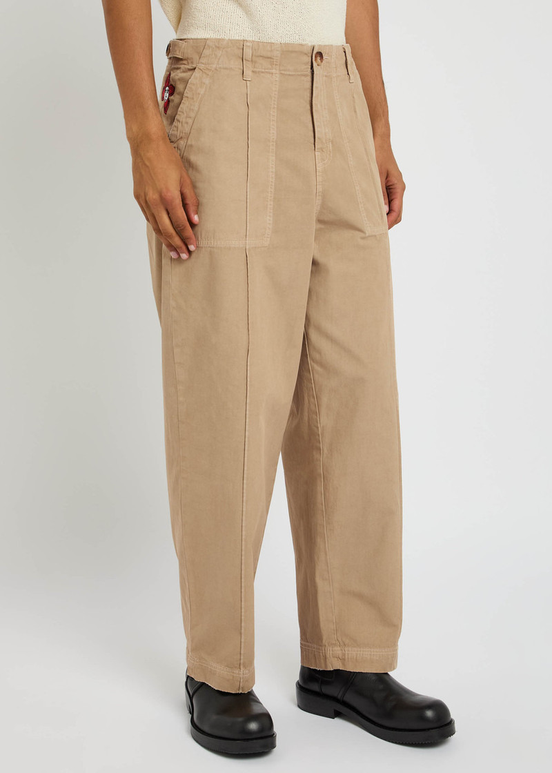 The Elder Statesman The Elder Statesman Surprise & Delight Embroidered Cotton-poplin Trousers outlook