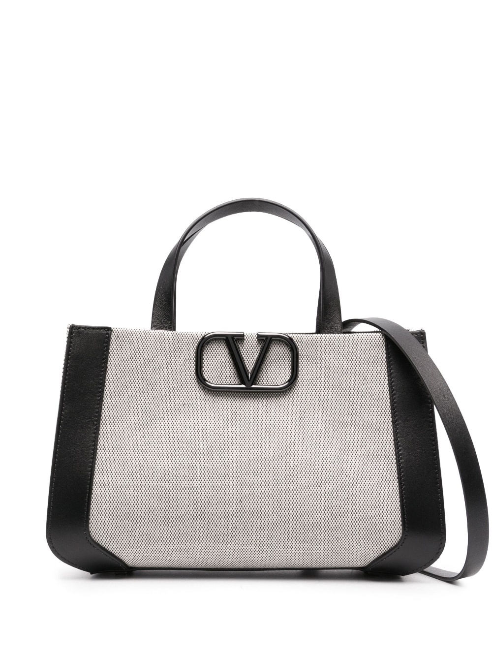 small VLogo Signature canvas tote bag - 1