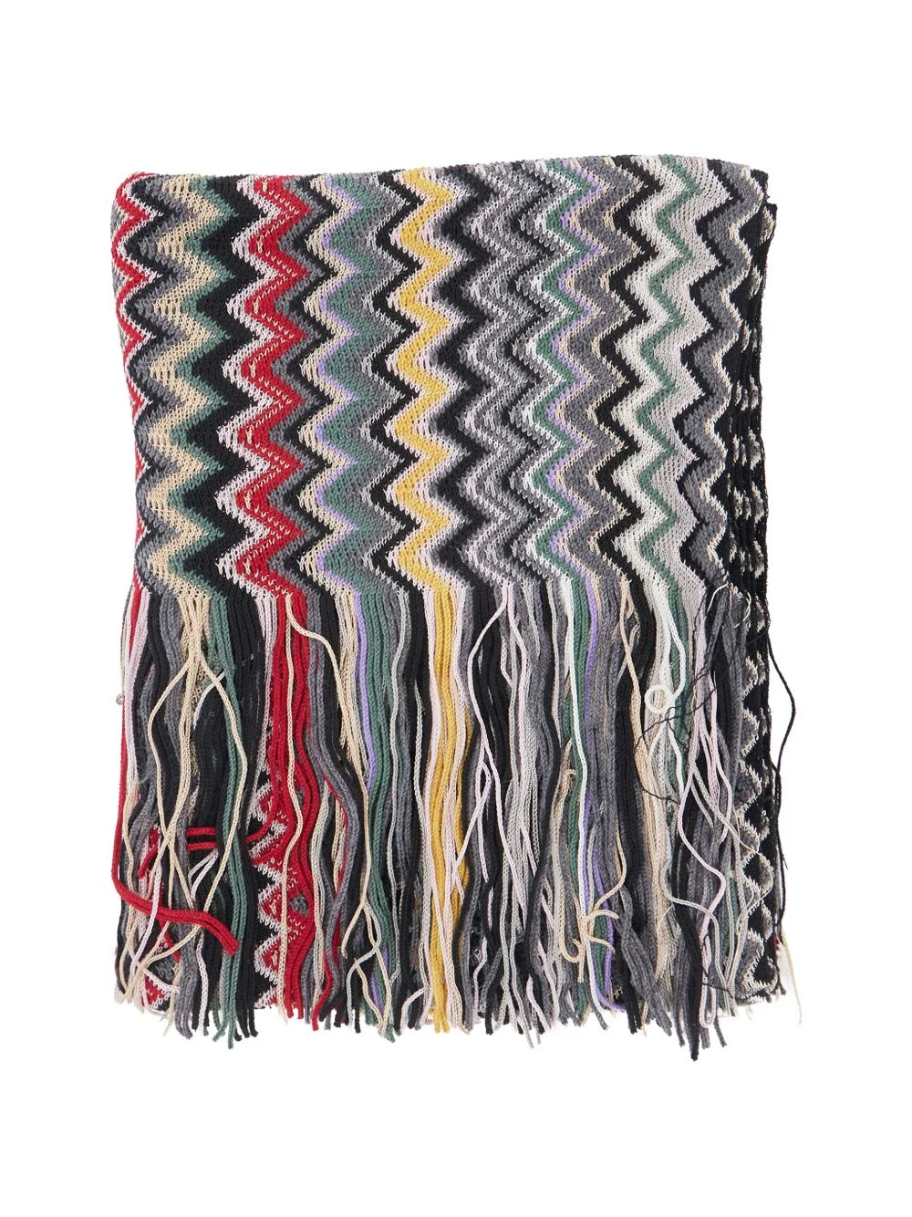 zigzag-knit fringed scarf - 1