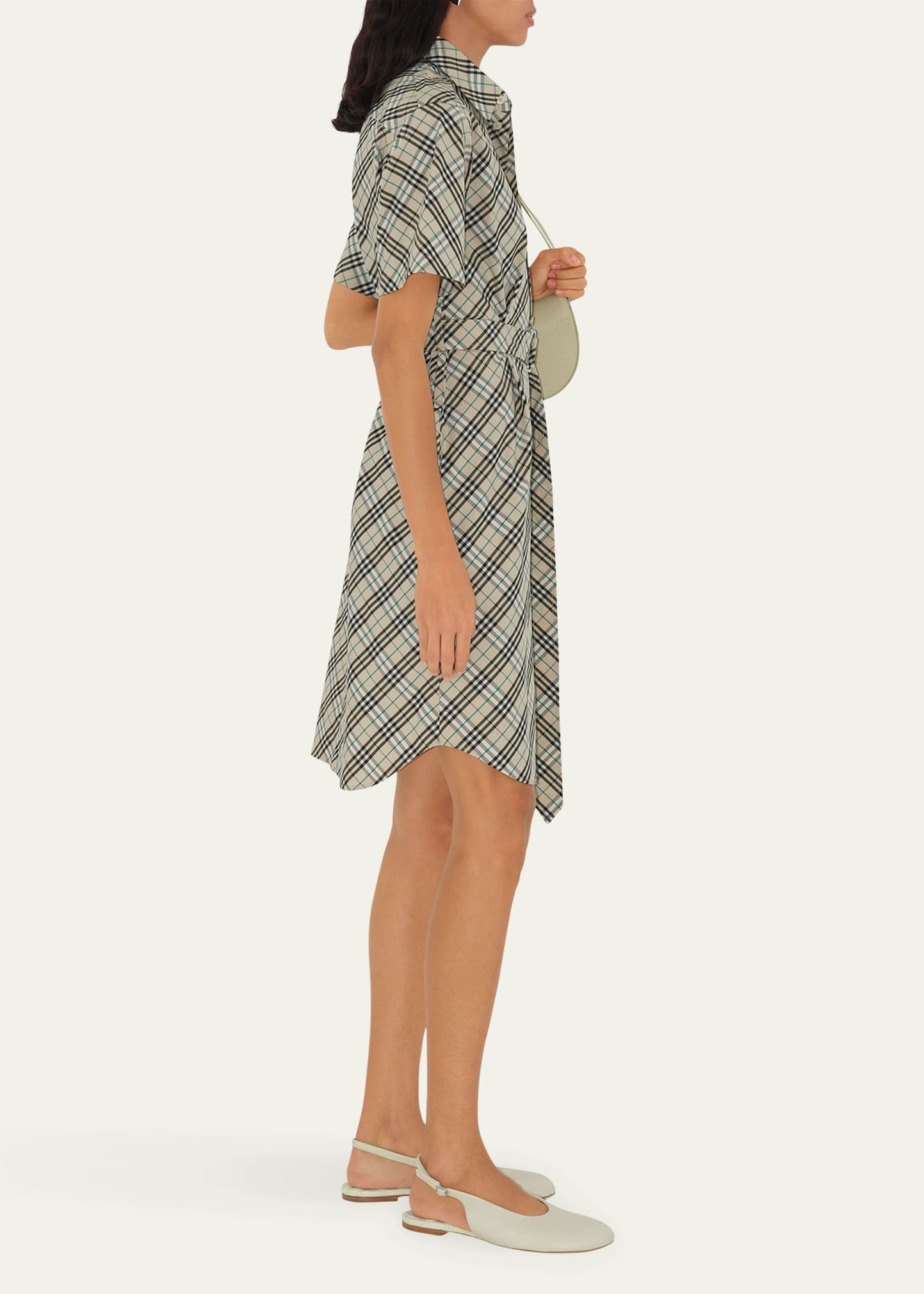 Check Belted Shirt Dress - 4
