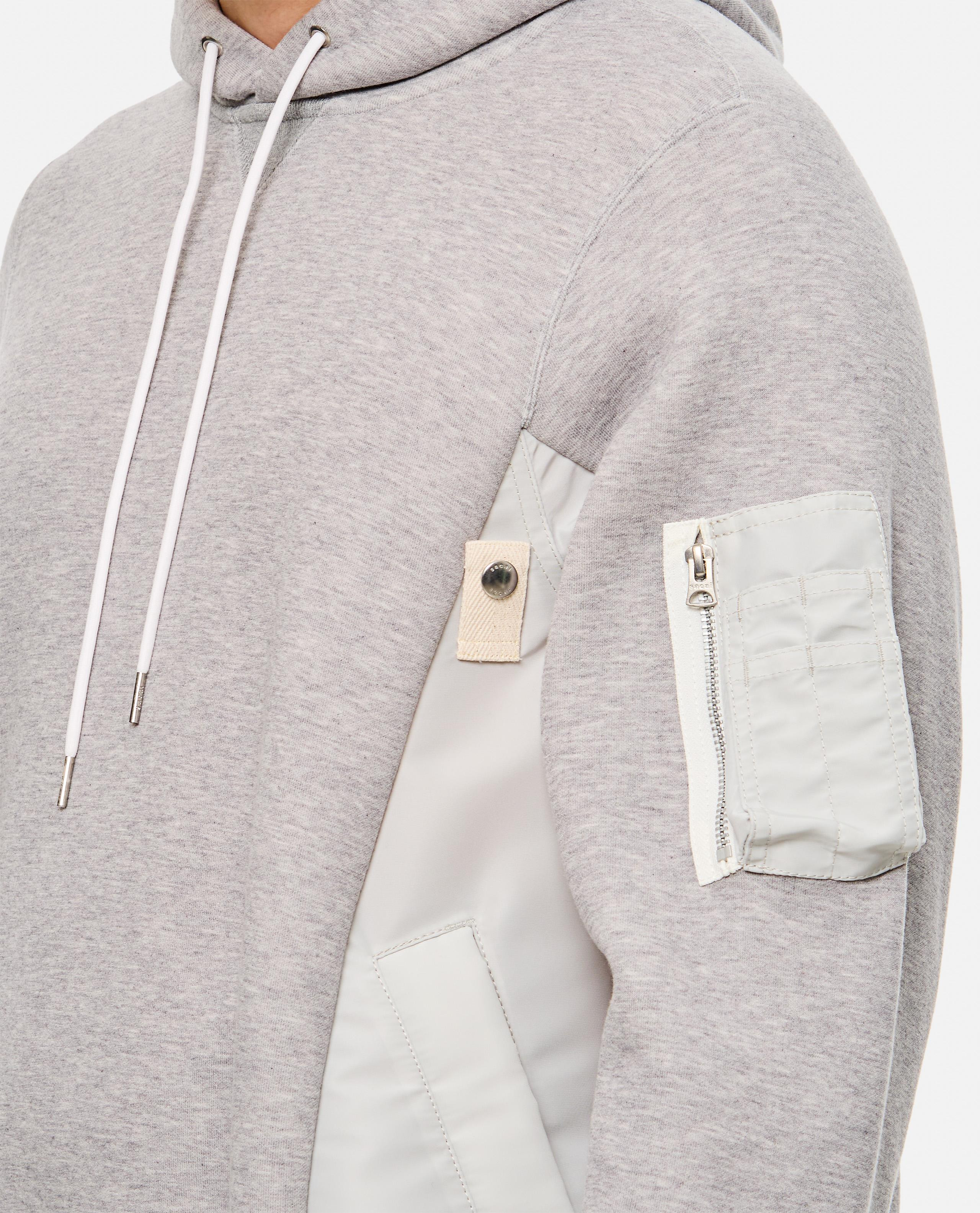 TERRY SWEATSHIRT WITH TWILL AND NYLON HOOD - 4