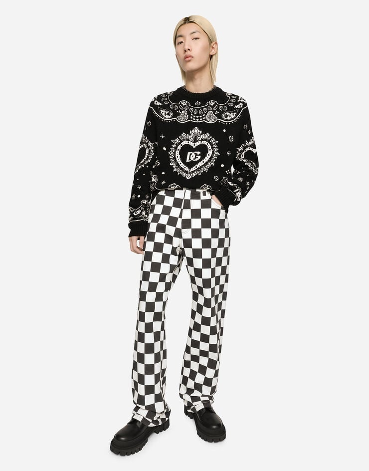 Skinny stretch jeans with damier print - 5