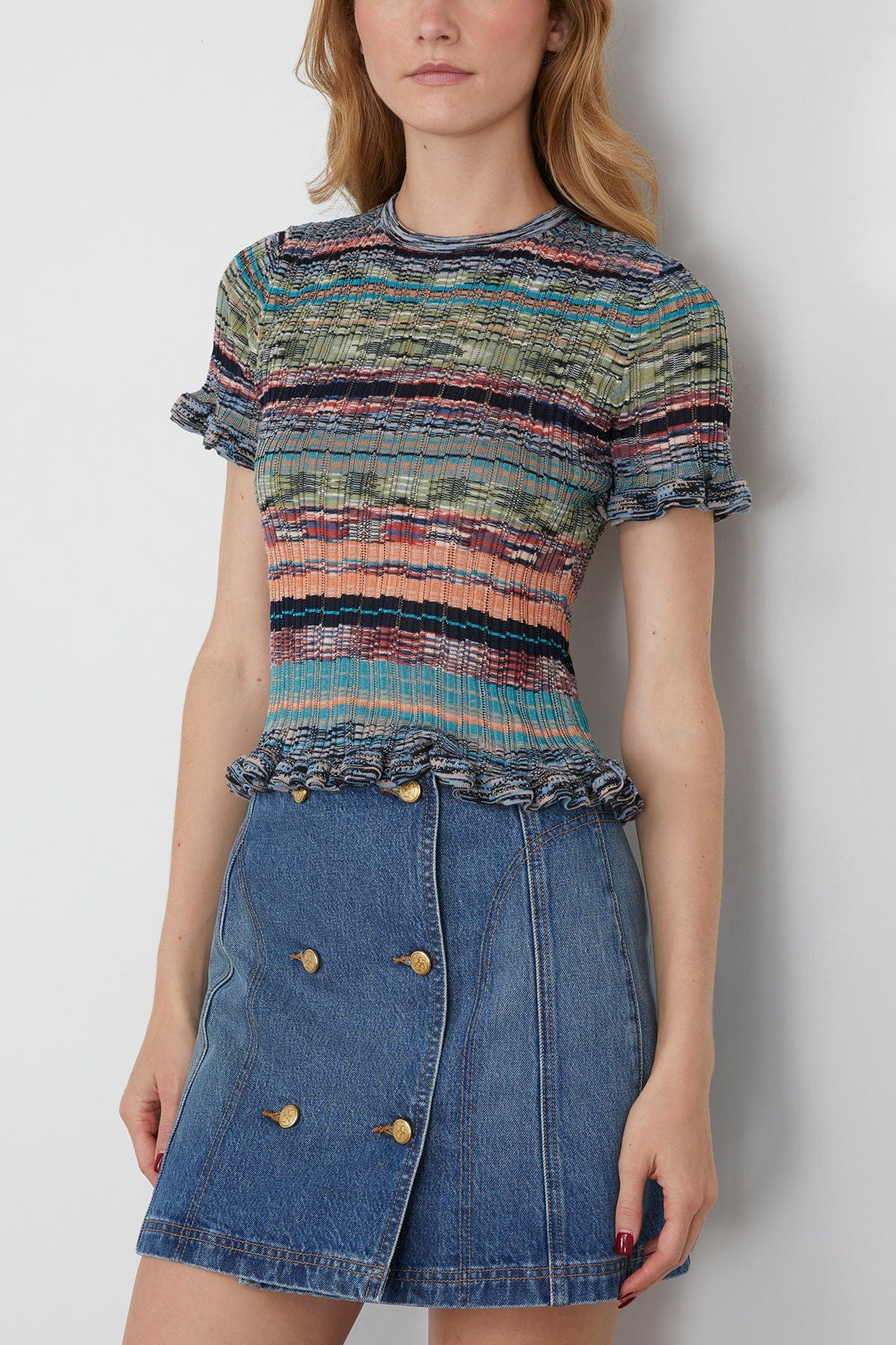 Miya Short Sleeve Knit Top in Azurite - 3
