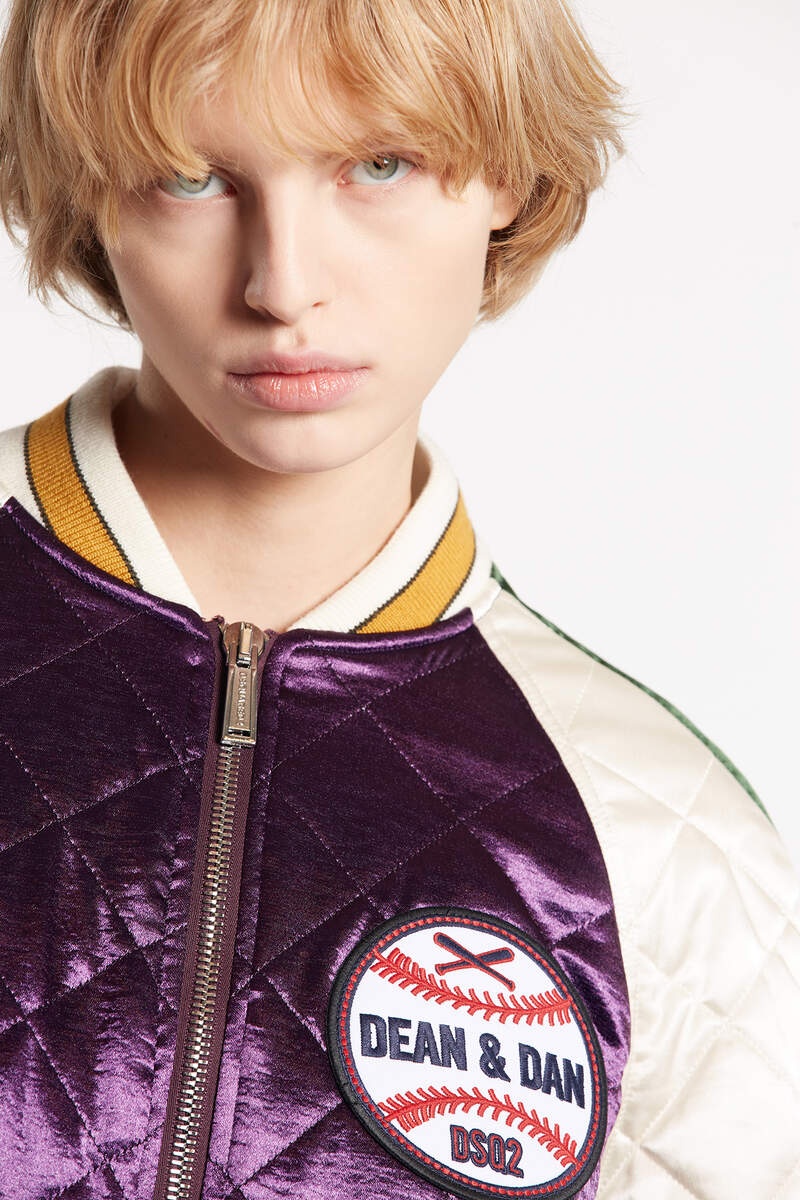 VARSITY SATIN BOMBER JACKET - 5
