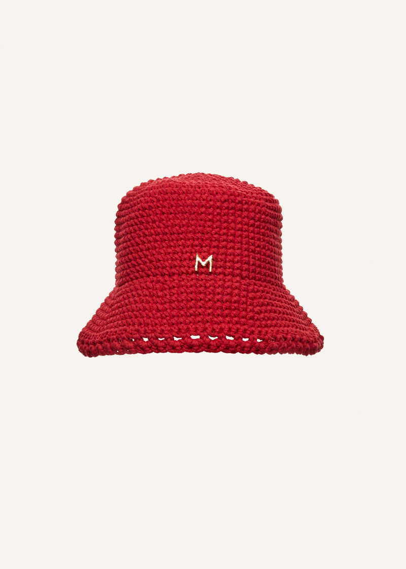 MAGDA BUTRYM Handmade wide brim crochet bucket hat in red outlook