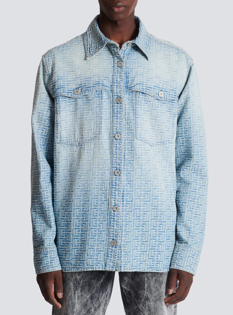 Monogrammed jacquard denim shirt 5