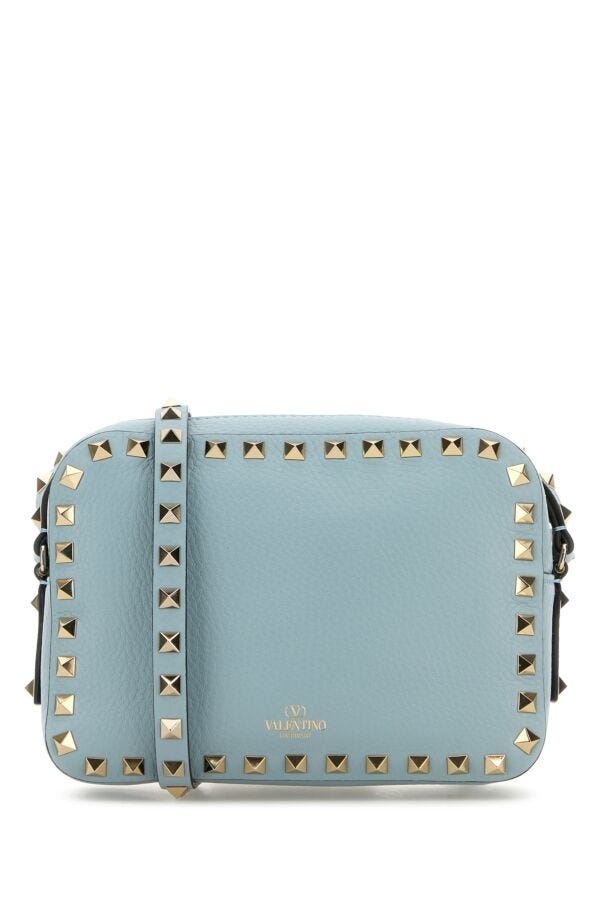 Light blue leather Rockstud crossbody bag - 3