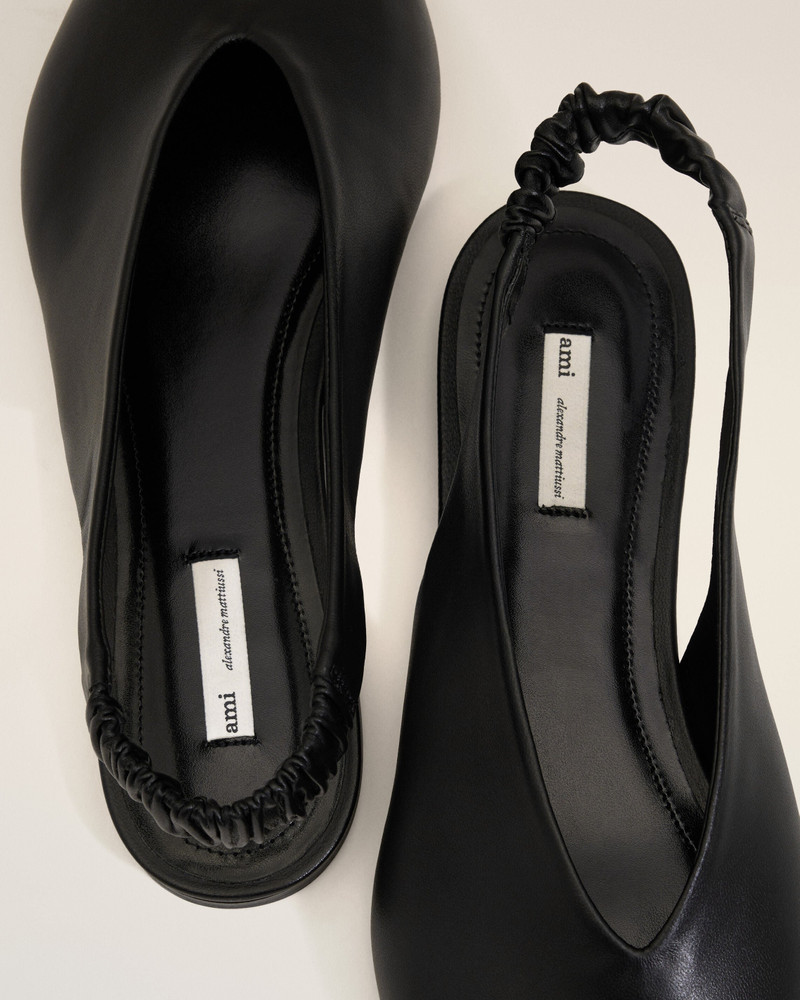 BLACK LAMB LEATHER POINTED TOE SLINGBACKS 5