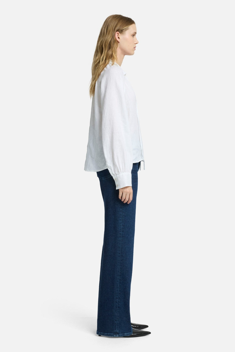 Tie Neck Linen Blouse in Optical White 6