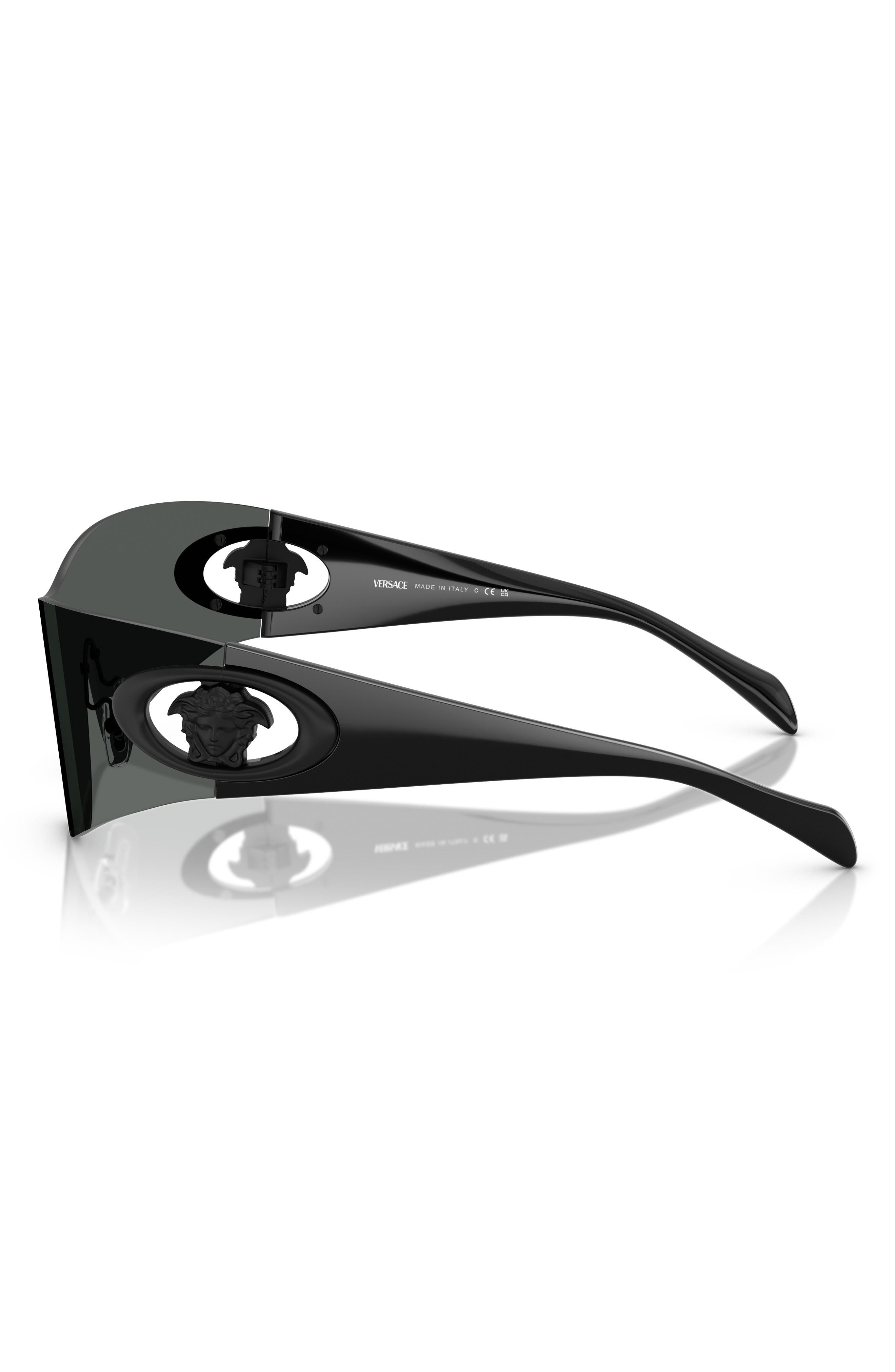Versace Eclipse 142mm Rimless Wrap Shield Sunglasses in Dark Grey at Nordstrom - 3