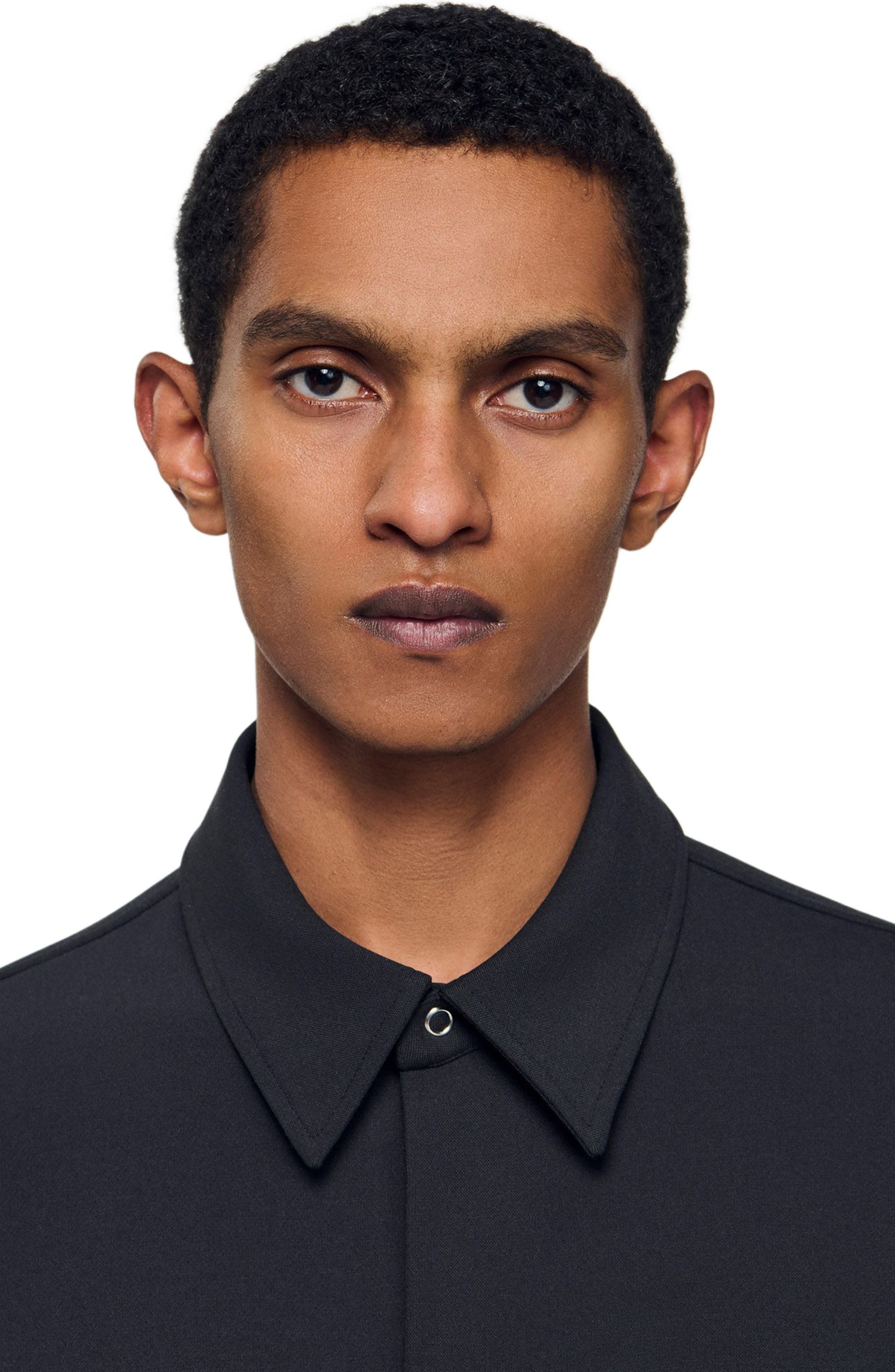 SANDRO Long-sleeved jersey shirt in Dark Grey at Nordstrom - 4