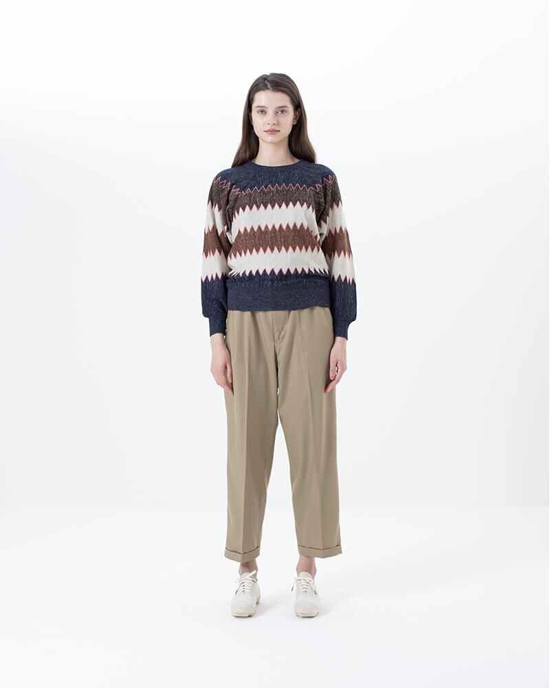 CREW KNIT W ZIG-ZAG NAVY - 2
