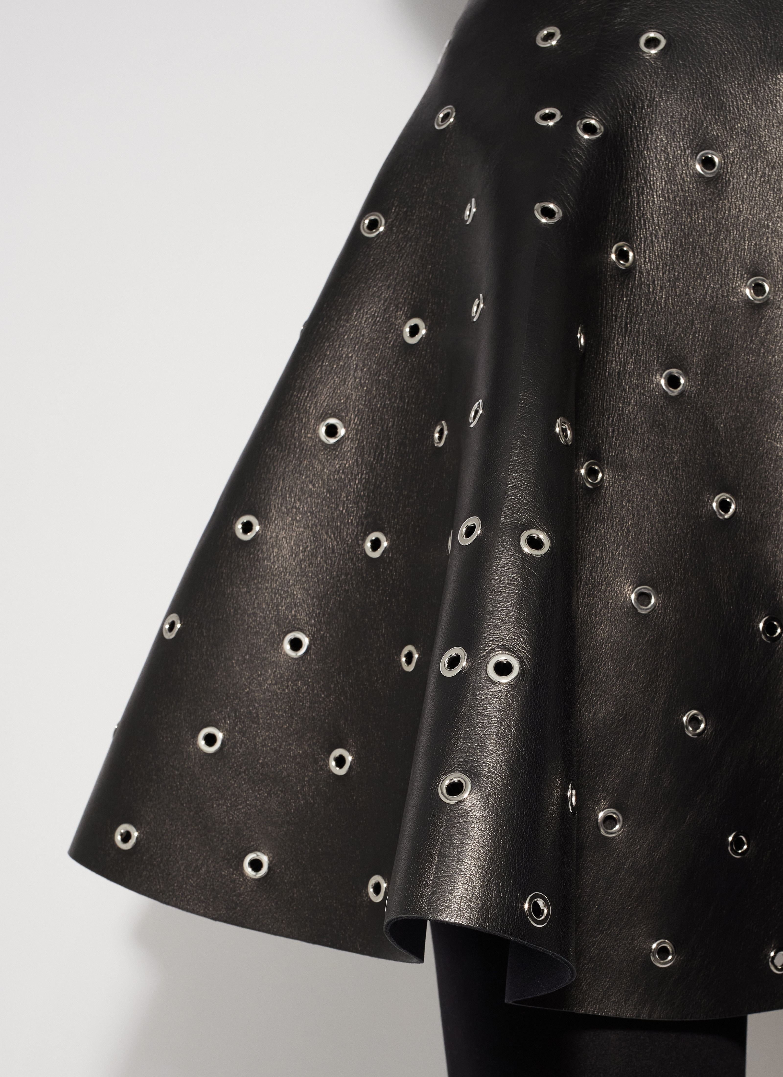 EYELET LEATHER SKATER SKIRT - 5