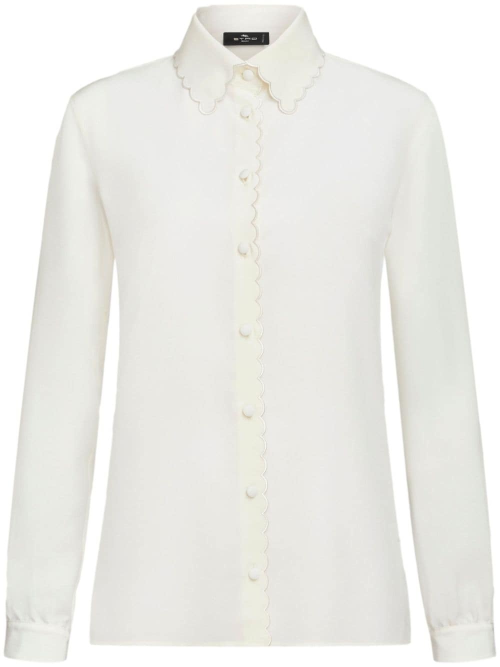 scallop-trim crepe de chine shirt - 1