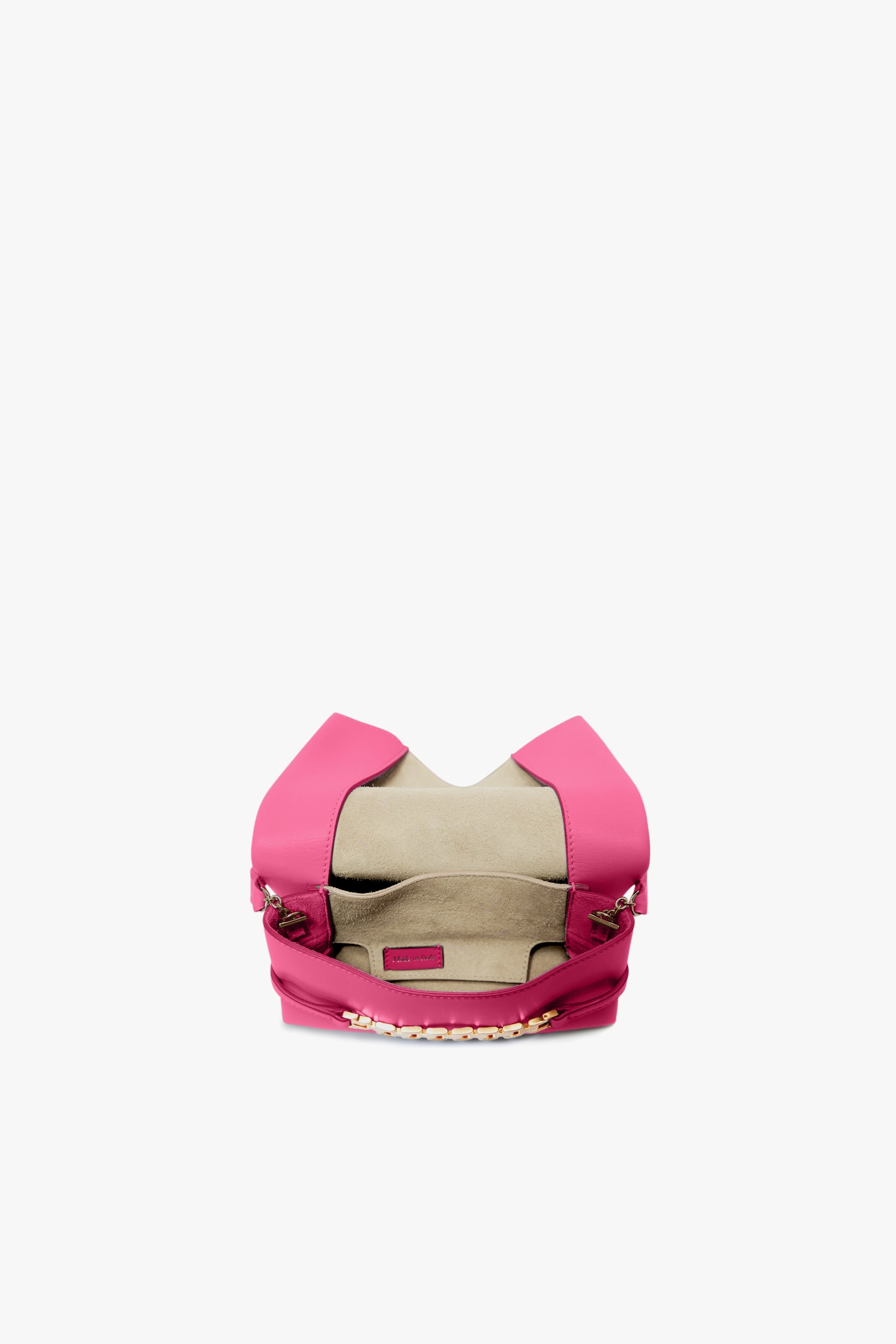 Mini Chain Pouch In Fuchsia Leather - 2