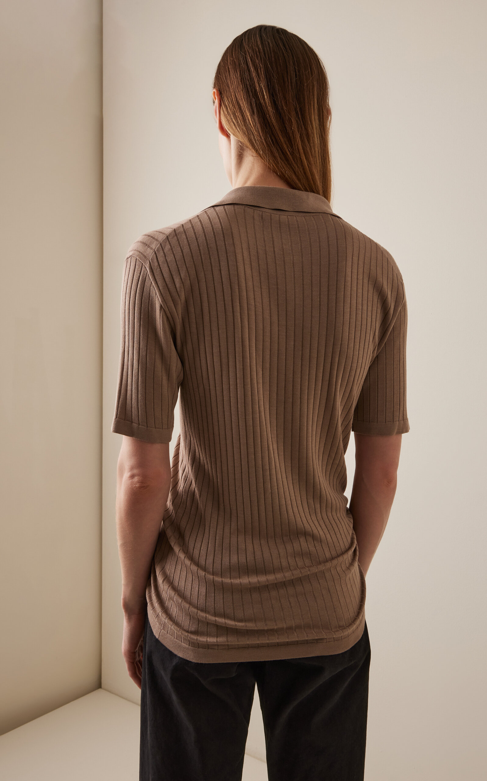 Kaiomi Ribbed-Knit Polo Top neutral - 4