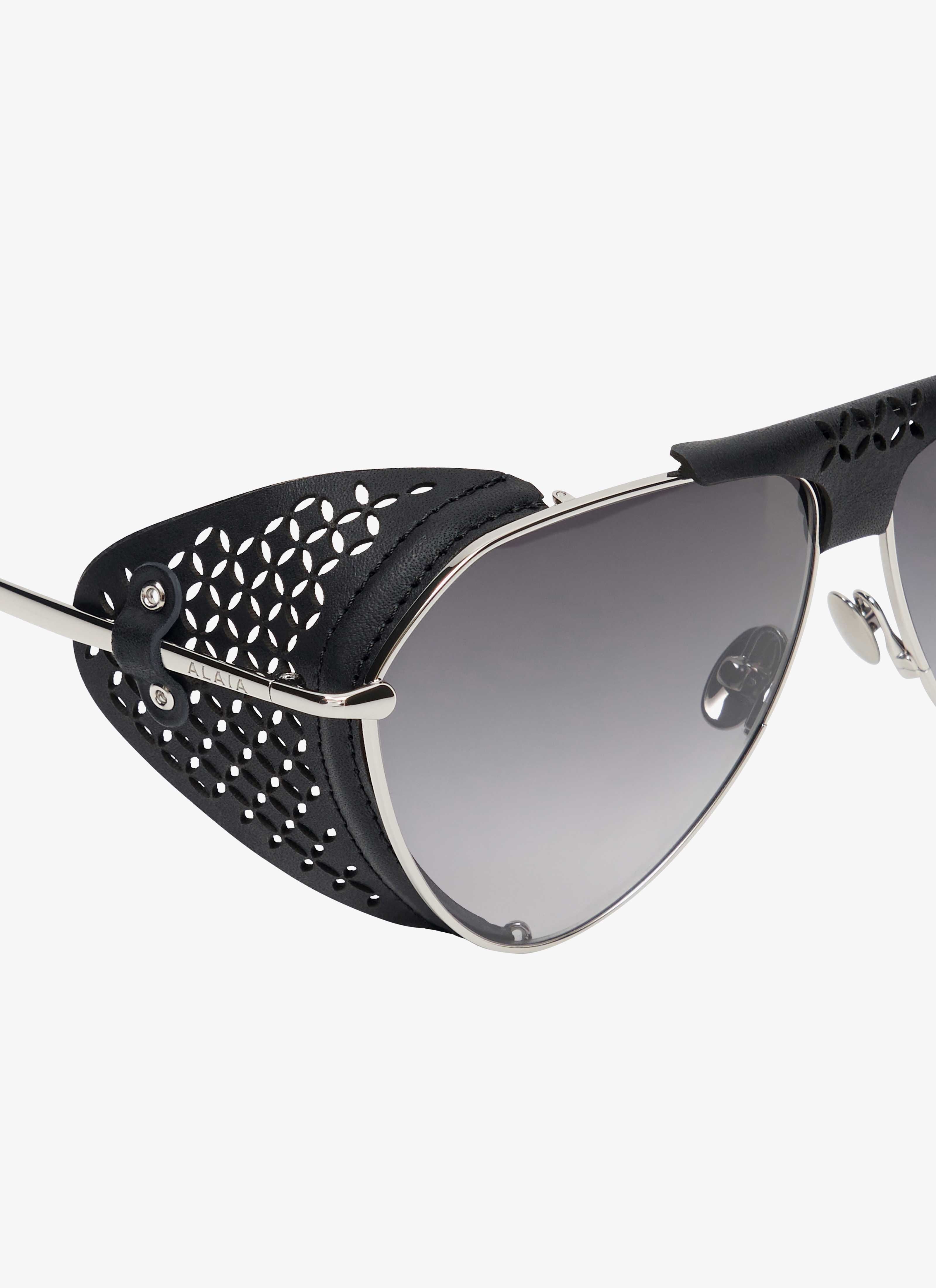 AVIATOR SUNGLASSES IN METAL AND LEATHER - 4