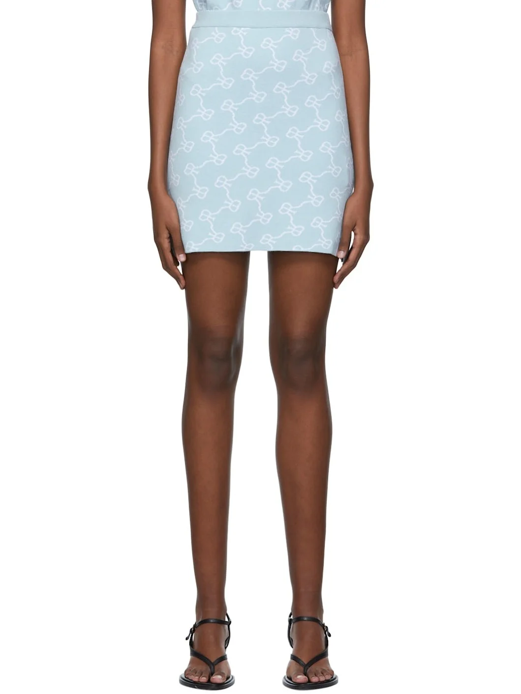 Blue Viscose Mini Skirt - 1