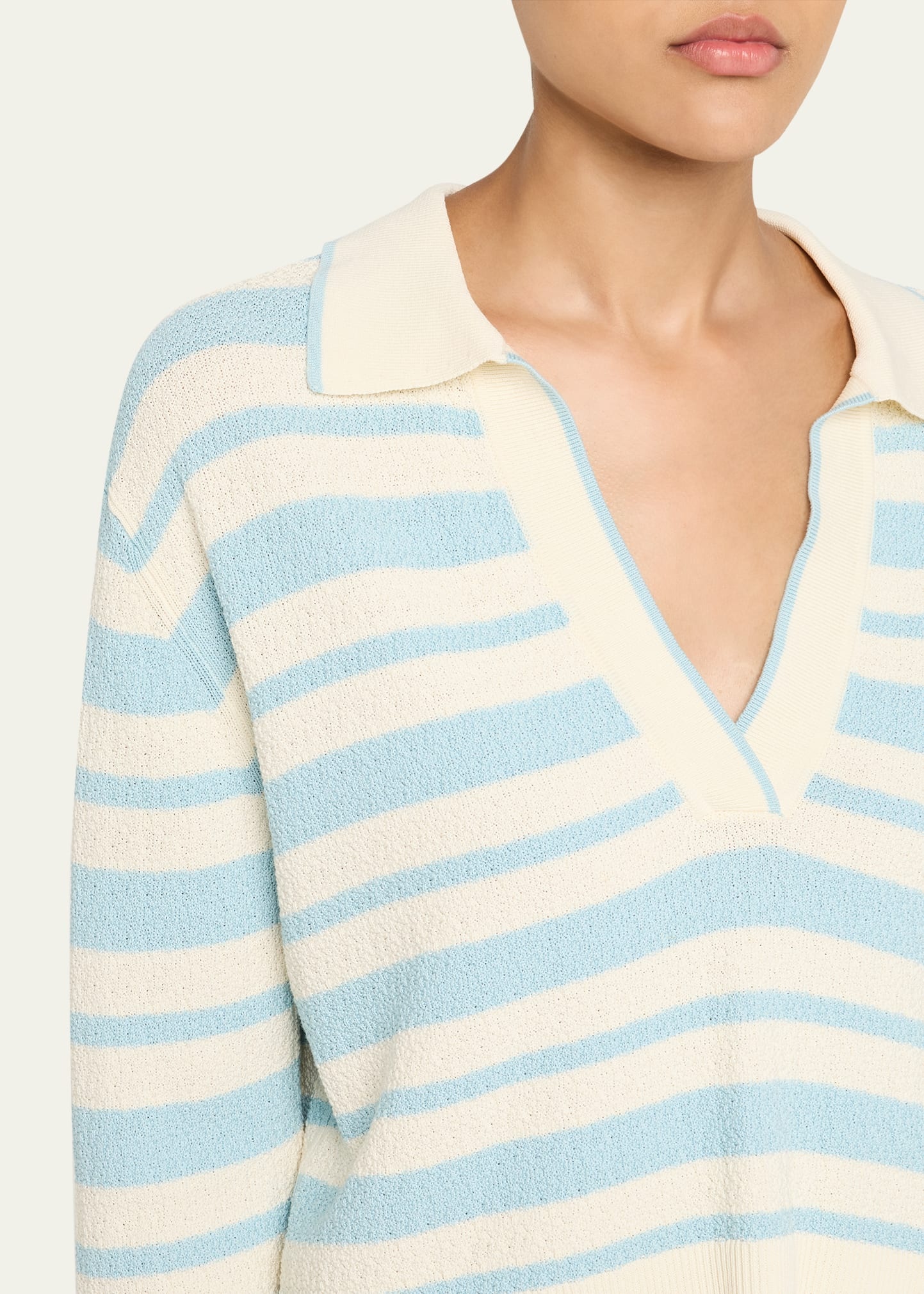 Miller Long-Sleeve Stripe Polo Sweater - 5