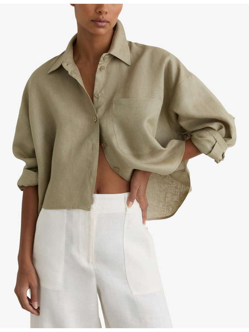 Solena Cropped Linen Shirt 3