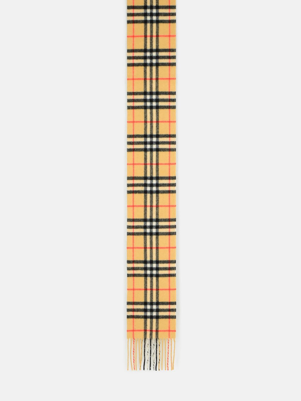 'CHECK' BEIGE CASHMERE SCARF - 2