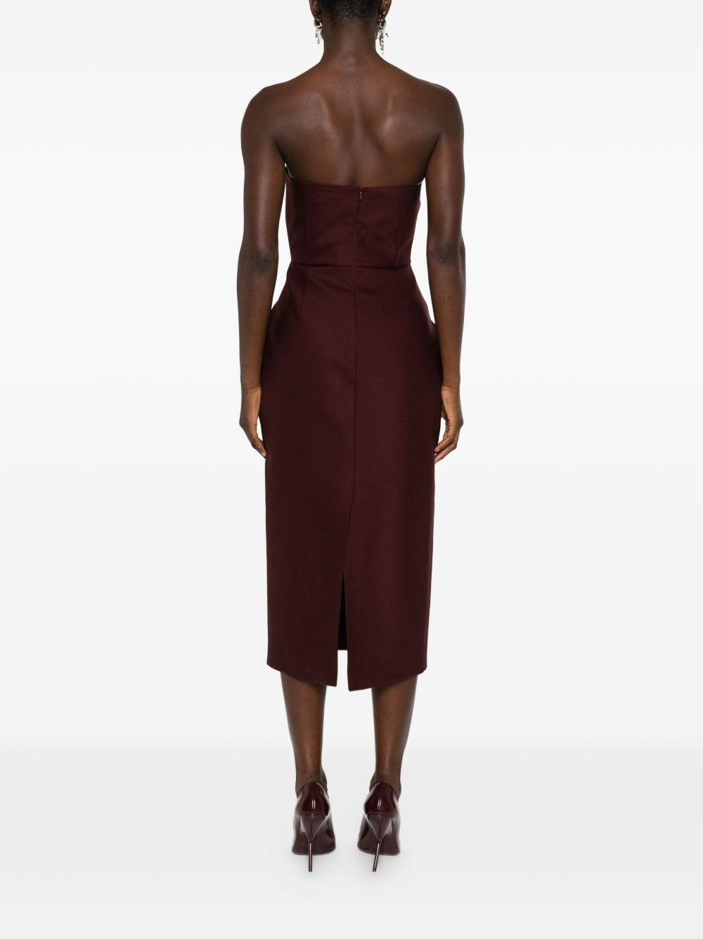 strapless asymmetric-neck midi dress - 4