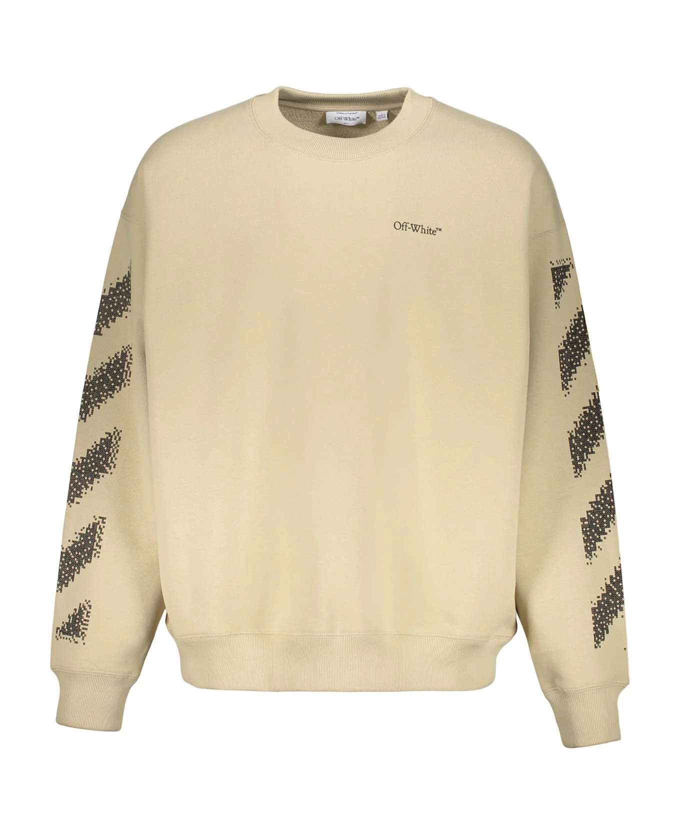 Beige Sweatshirt With Diagonal Stripes - 1