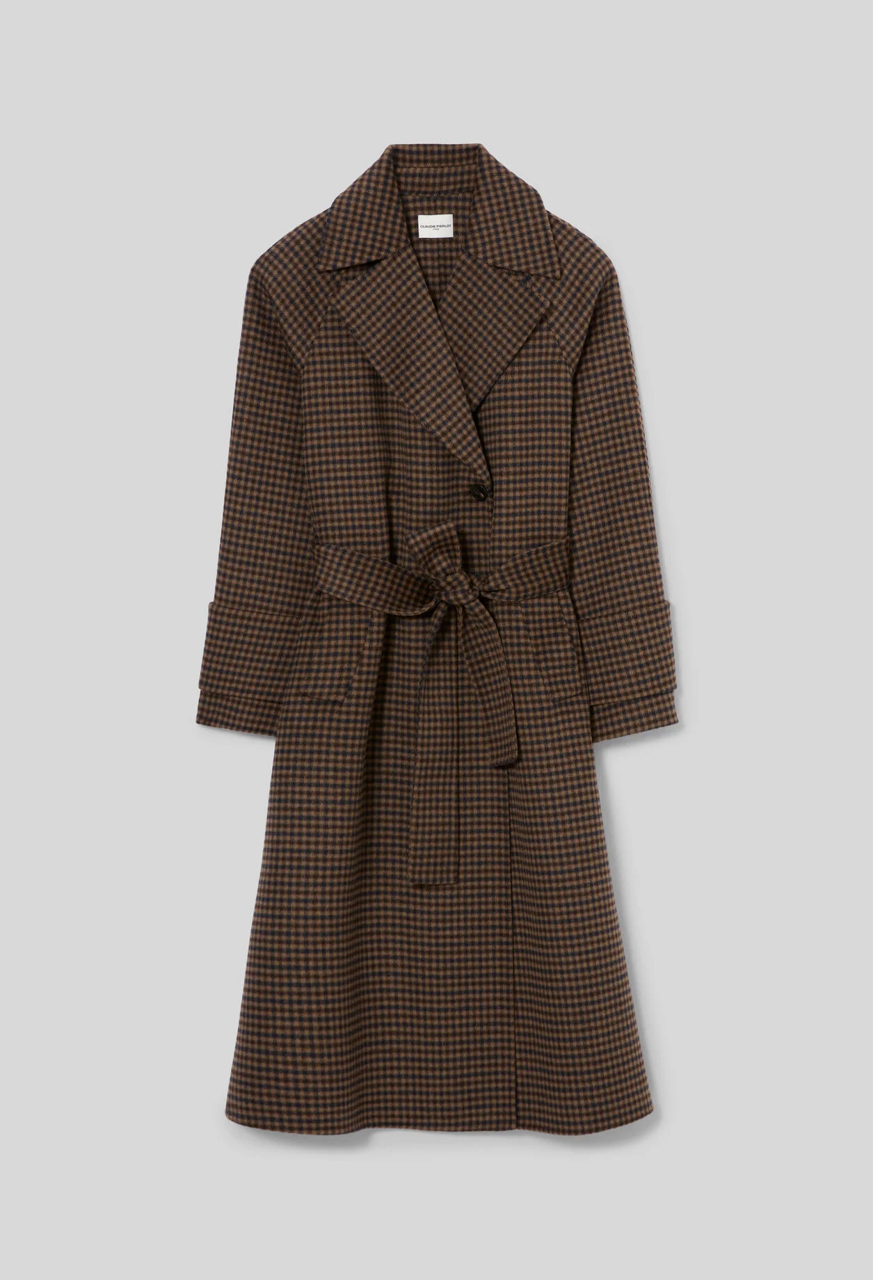 MID-LENGTH CHECKED BELTED COAT - 1