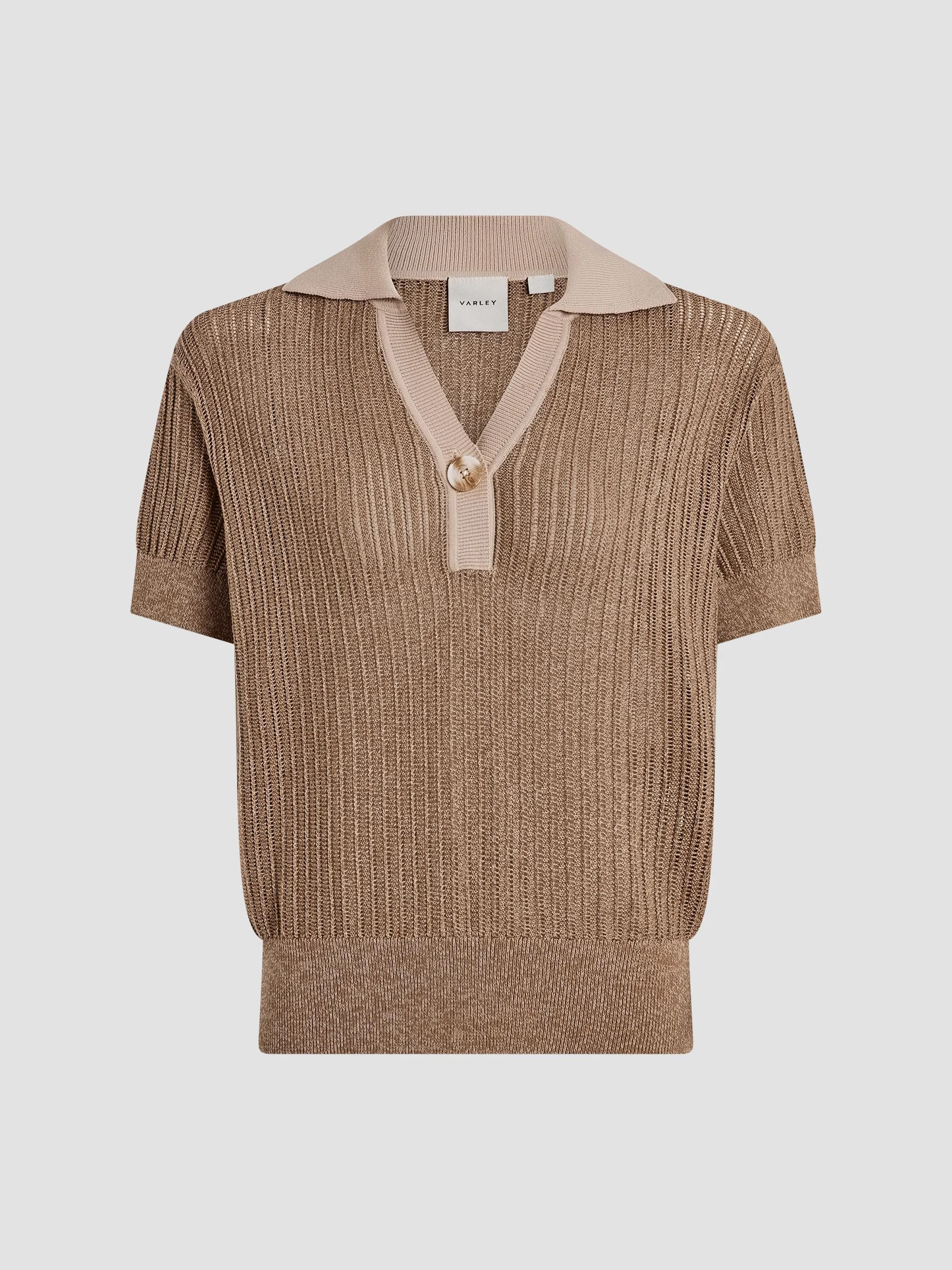 Women's Perrine Cotton Polo Sweater - Sepia Twist - 1