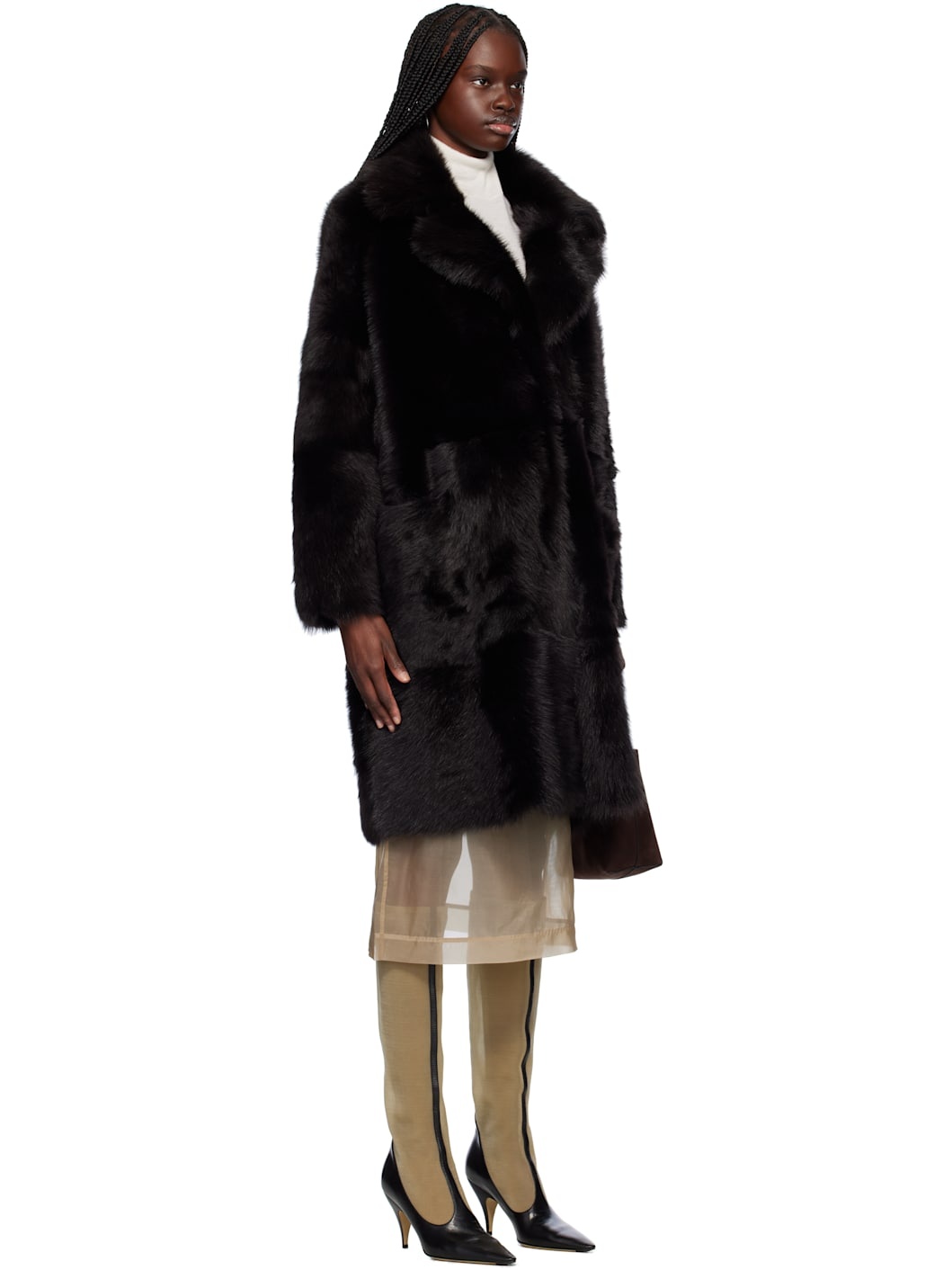 Brown Evita Après-Ski Shearling Coat - 2