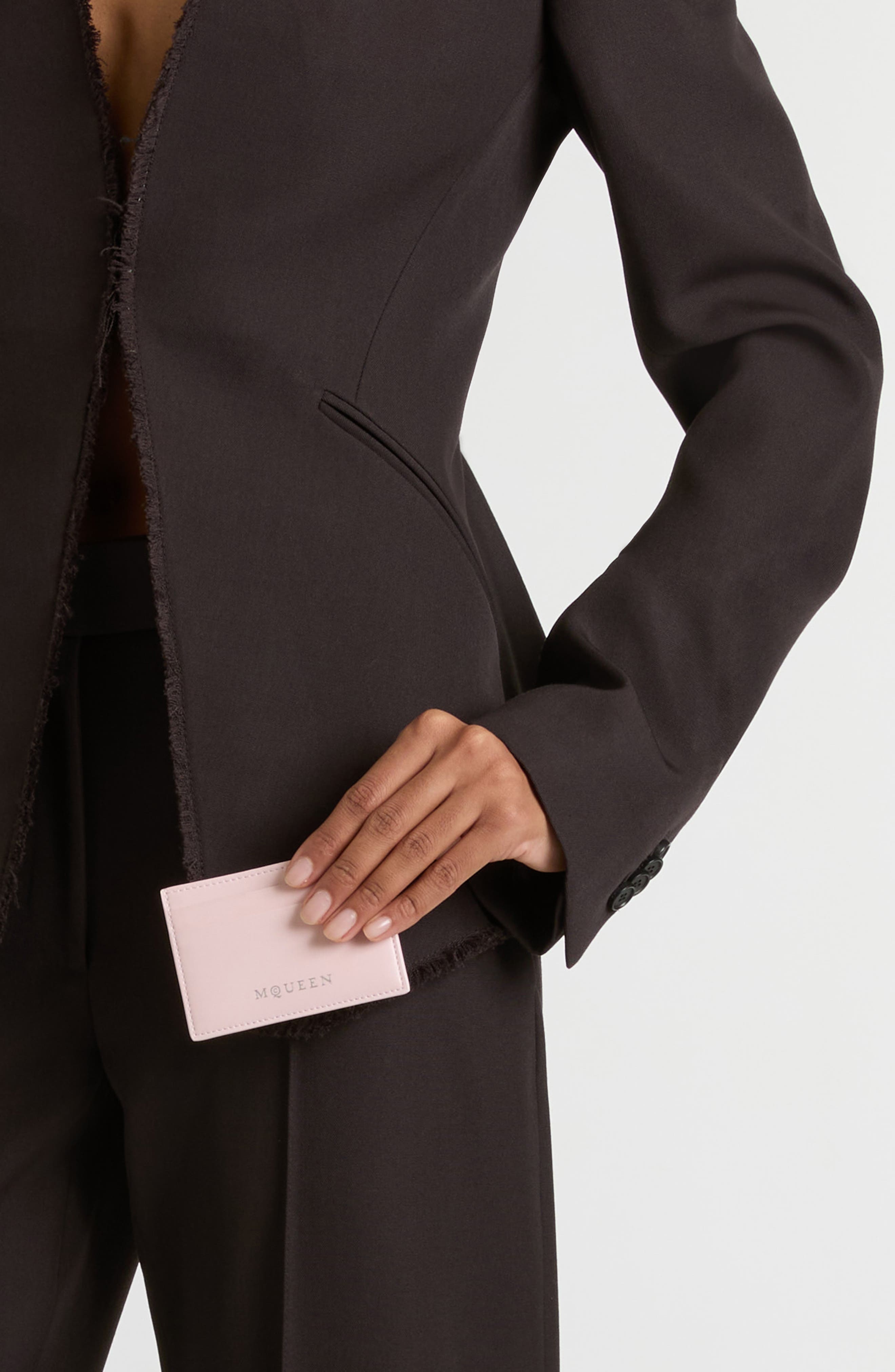 McQueen Foil Logo Card Holder in Rose/Silver at Nordstrom - 3