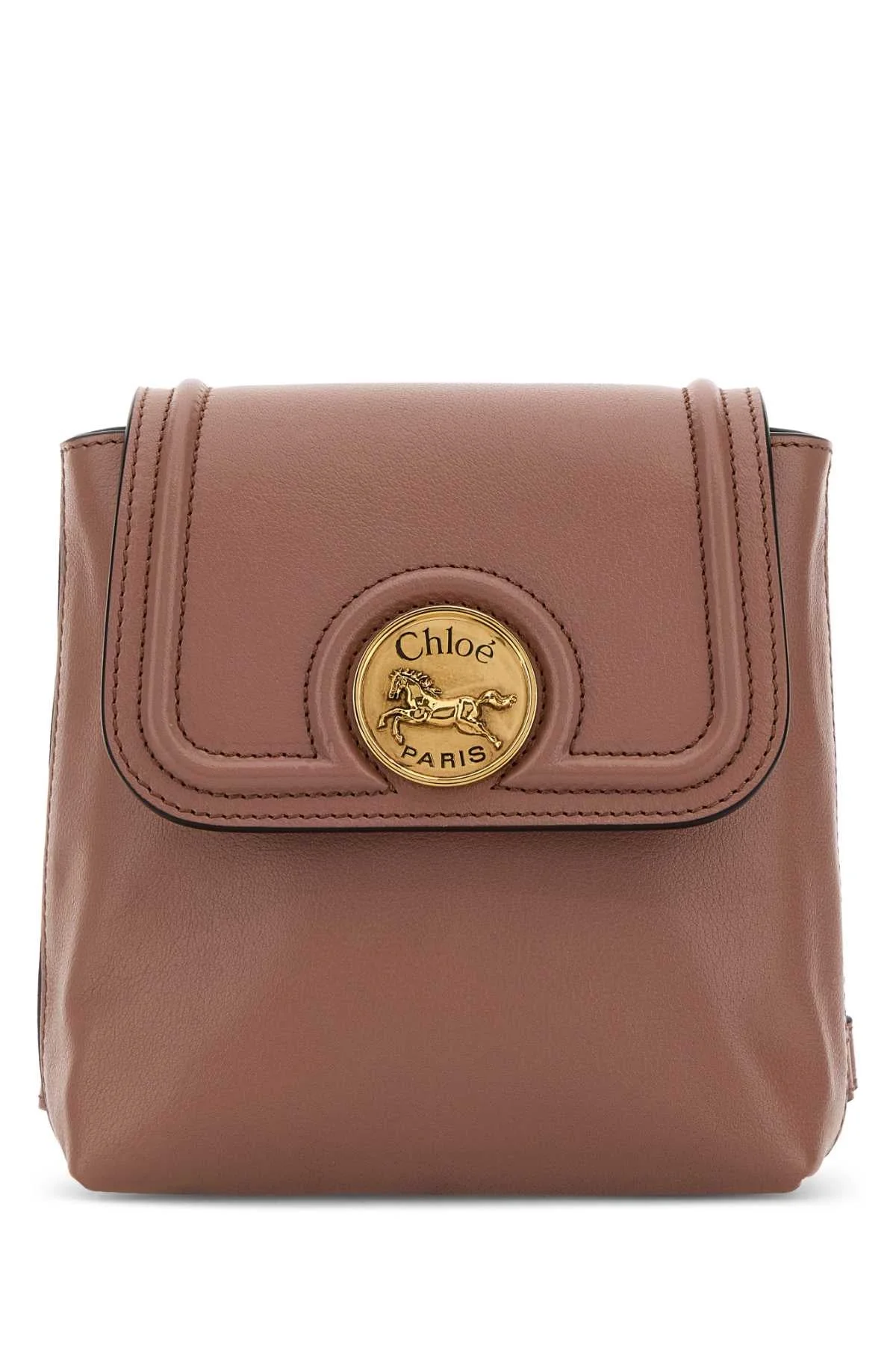 Chloe Women Antiqued Pink Leather Horse Medal Backpack - 1