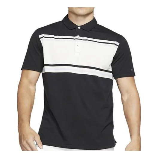 NikeDRI-FIT PLAYER Stripe Golf lapel Short Sleeve Polo Shirt Black BV0471-010 - 1