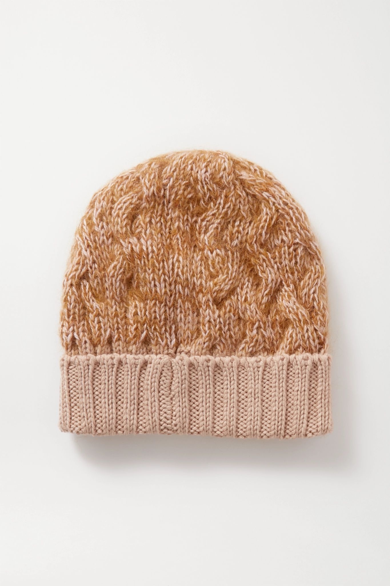 Cable-knit mélange wool-blend beanie - 3