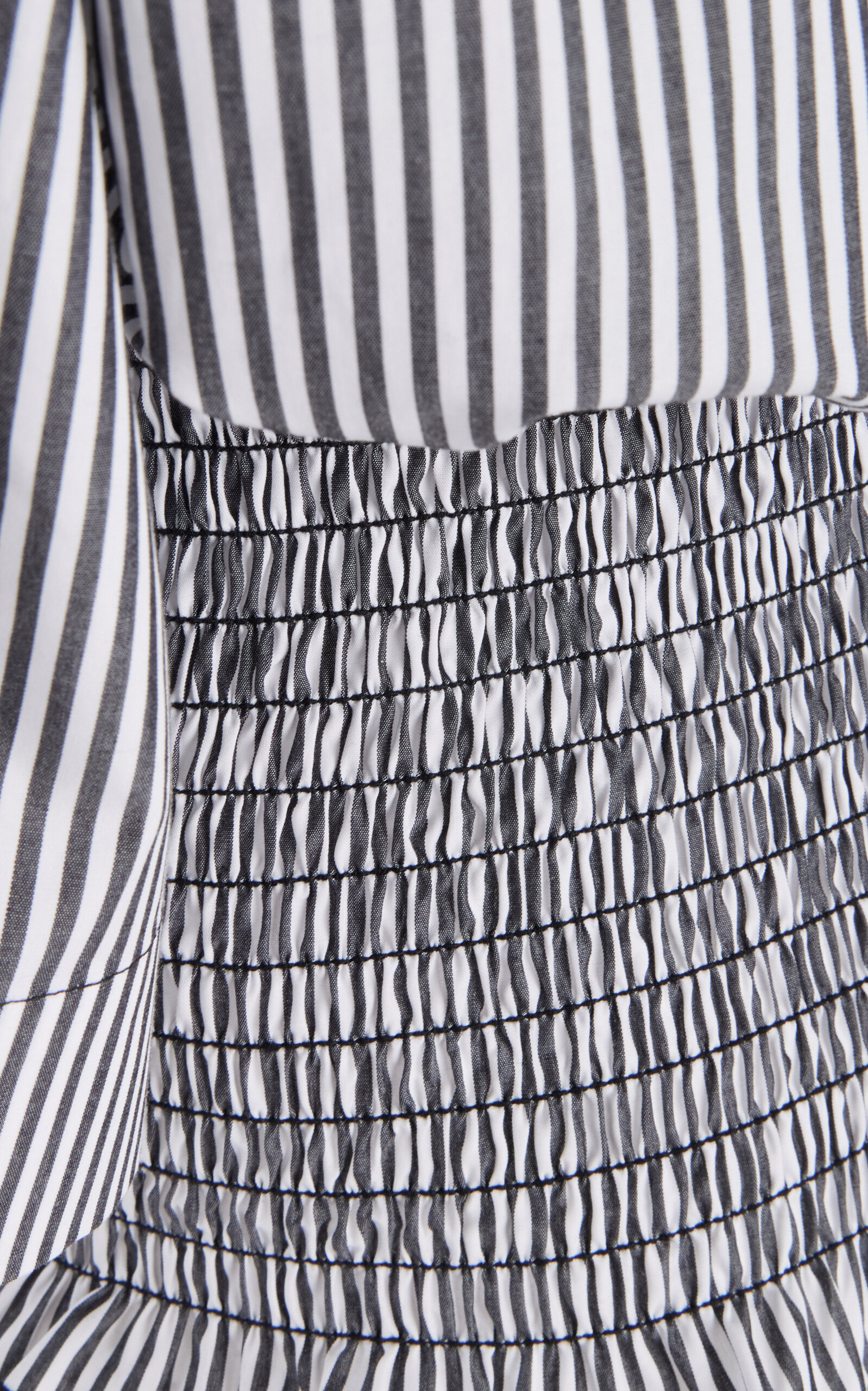 The Harte Smocked Pima Cotton Shirt black/white - 6