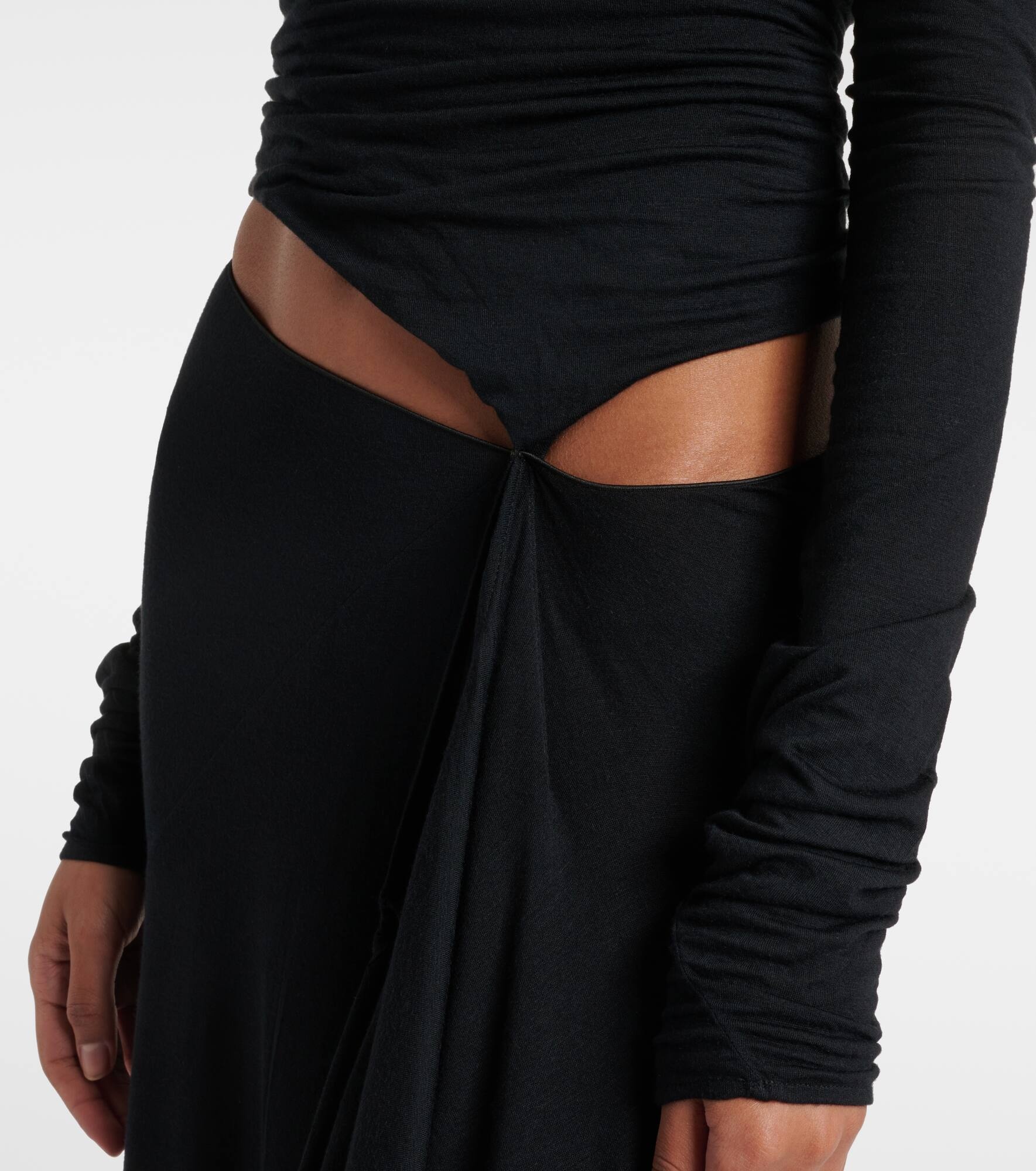 Draped cutout semi-sheer maxi dress - 6