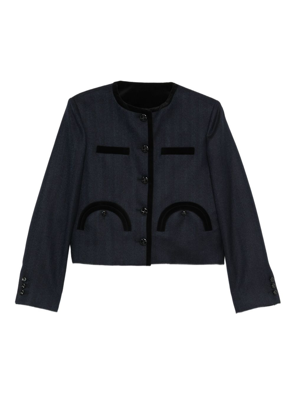 velvet-trimmed pocket jacket - 1