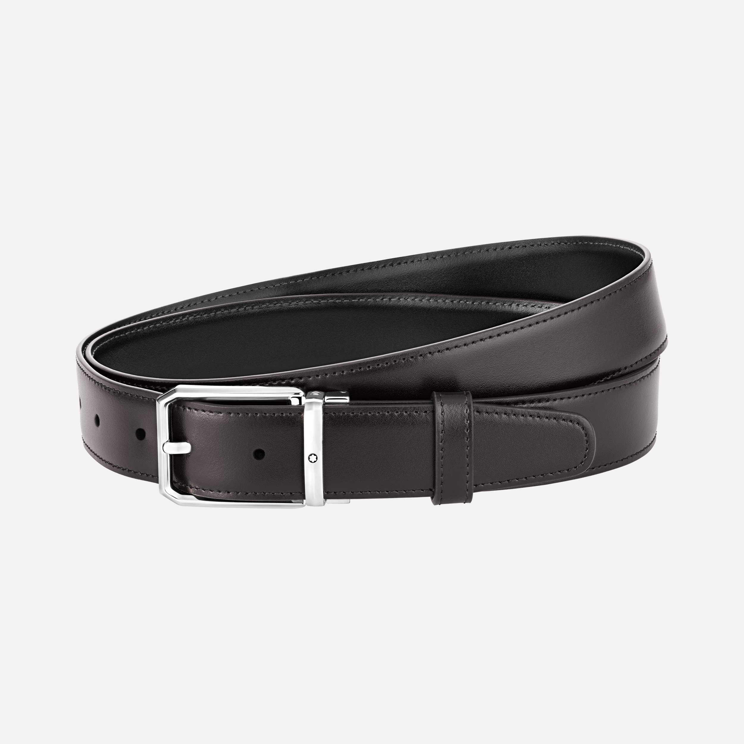 Black/burgundy 32 mm reversible leather belt - 1