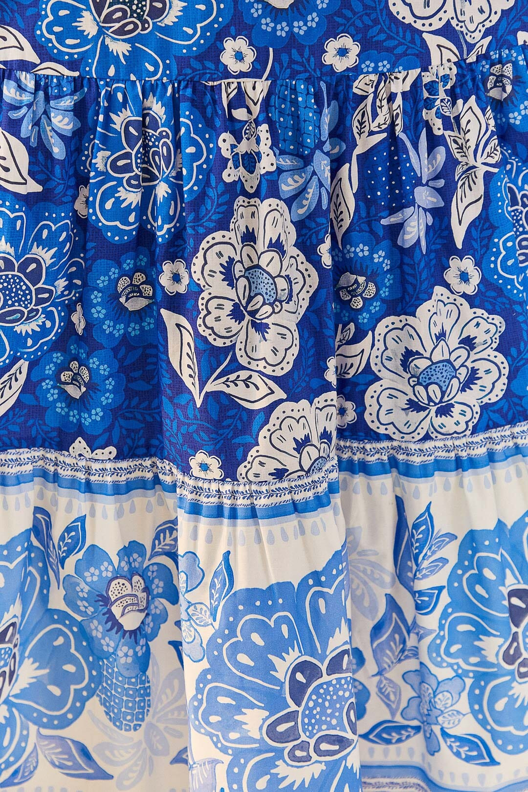 Blue Full Of Flowers Organic Cotton Midi Dress - 5
