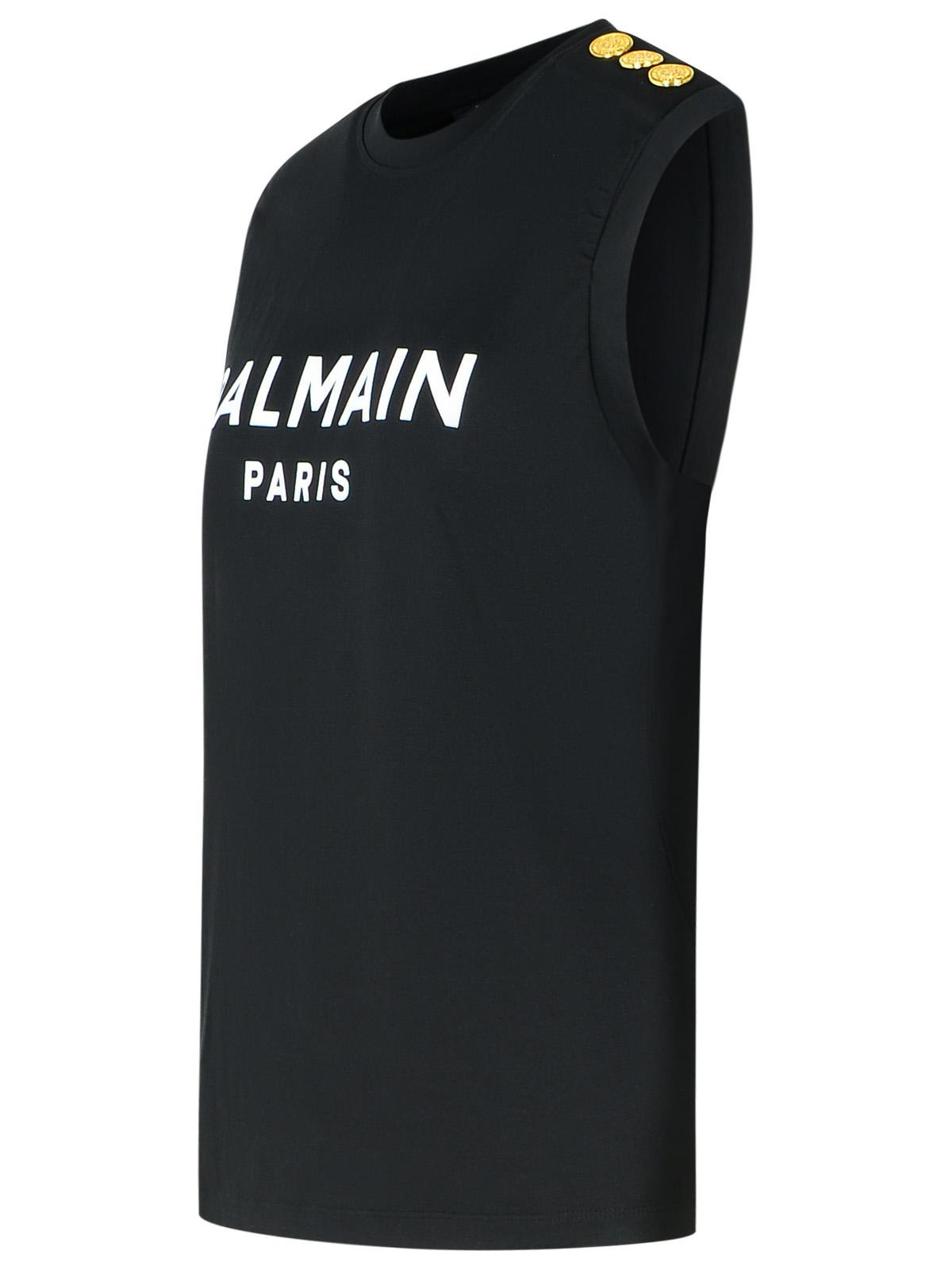 Balmain Black Cotton Tank Top Women - 2