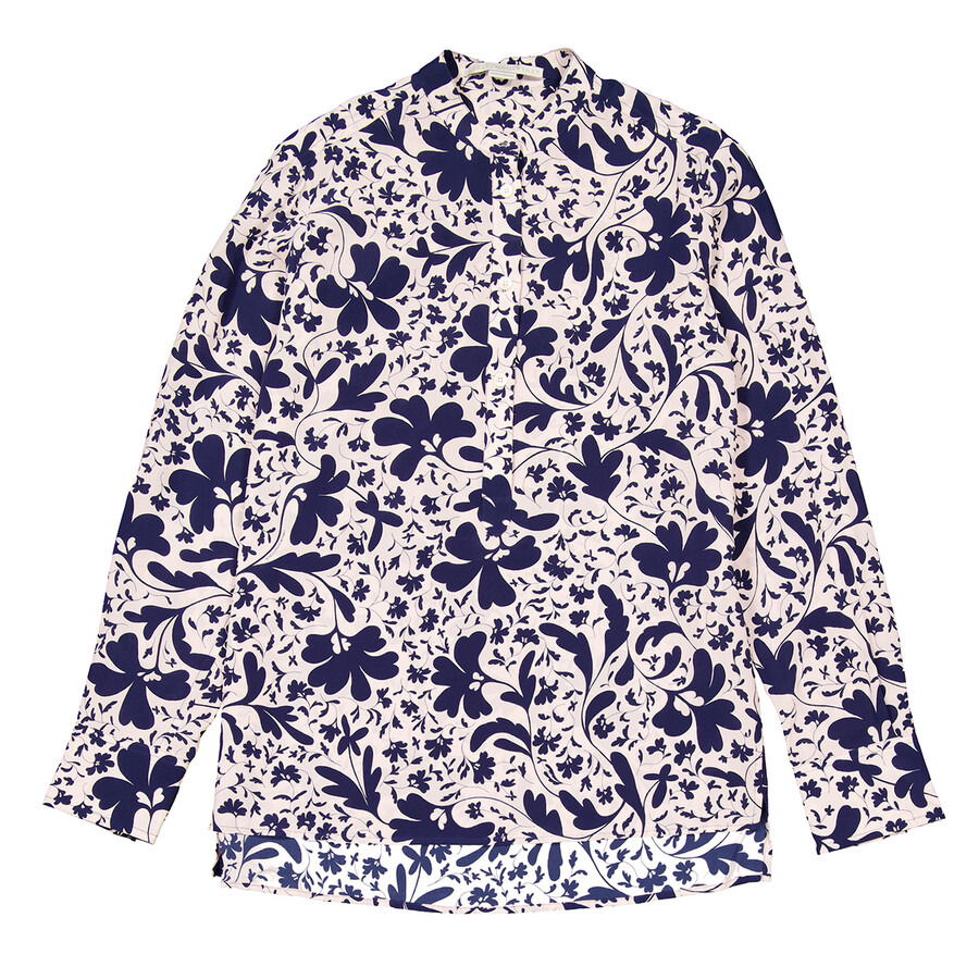 Stella McCartney Blue Silk Forest Floral Print Shirt - 5