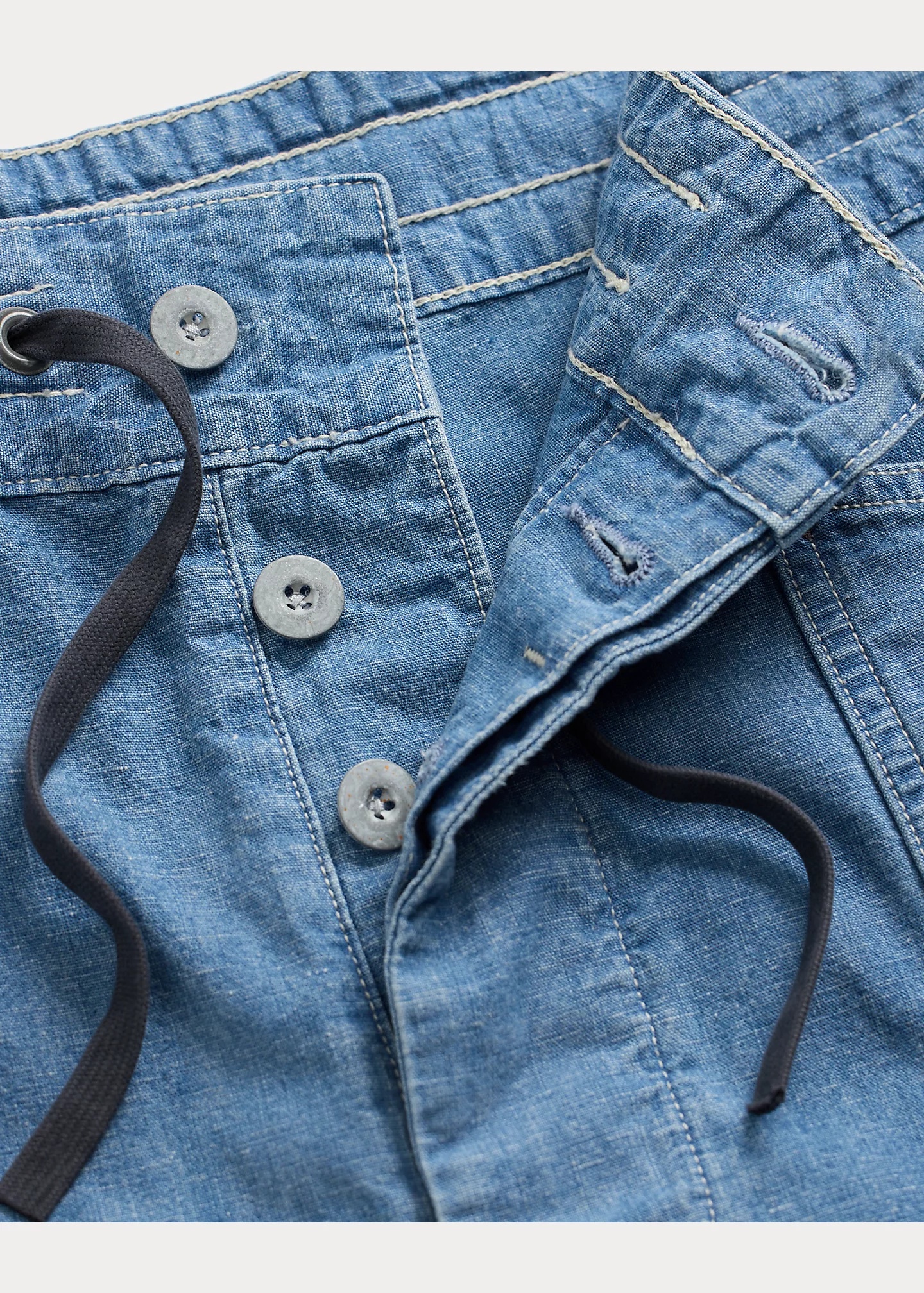 Indigo Cotton-Linen Chambray Short - 3